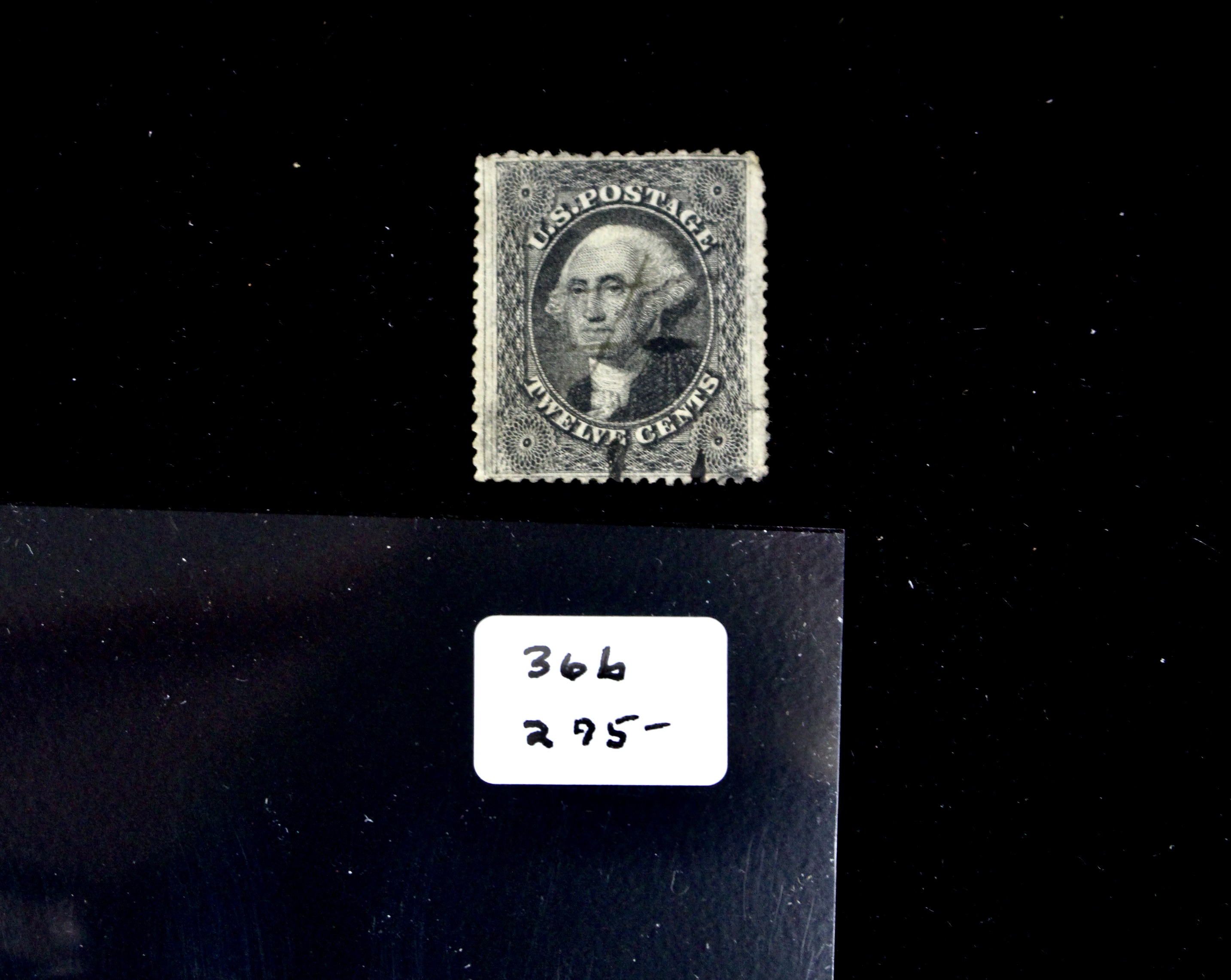 Four Early U.S. Postage Stamps, Scott 36, 36b, 37, and 38