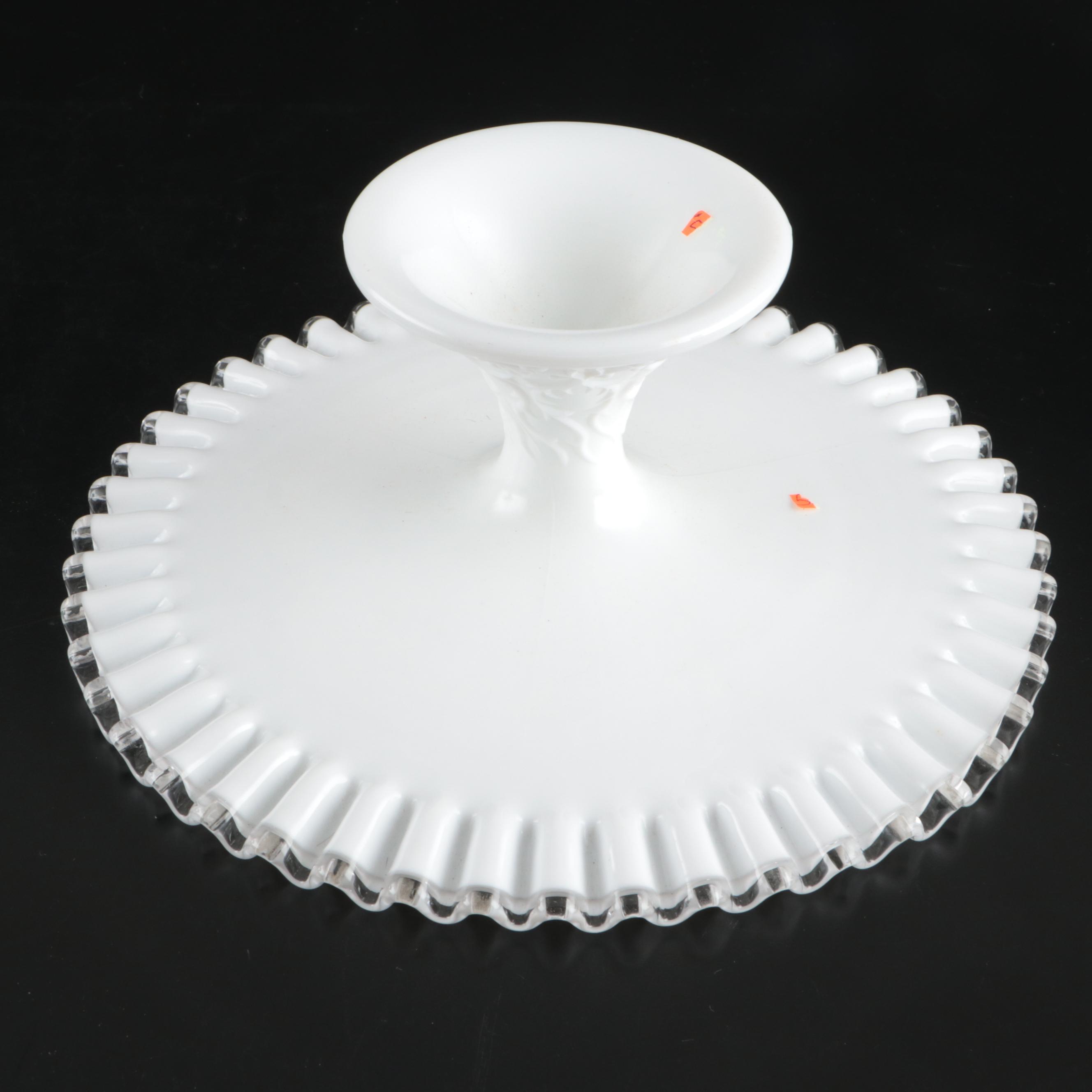 Fenton Milk Glass Basket, Pierceware Milk Glass Bowl, and More Table Accessories