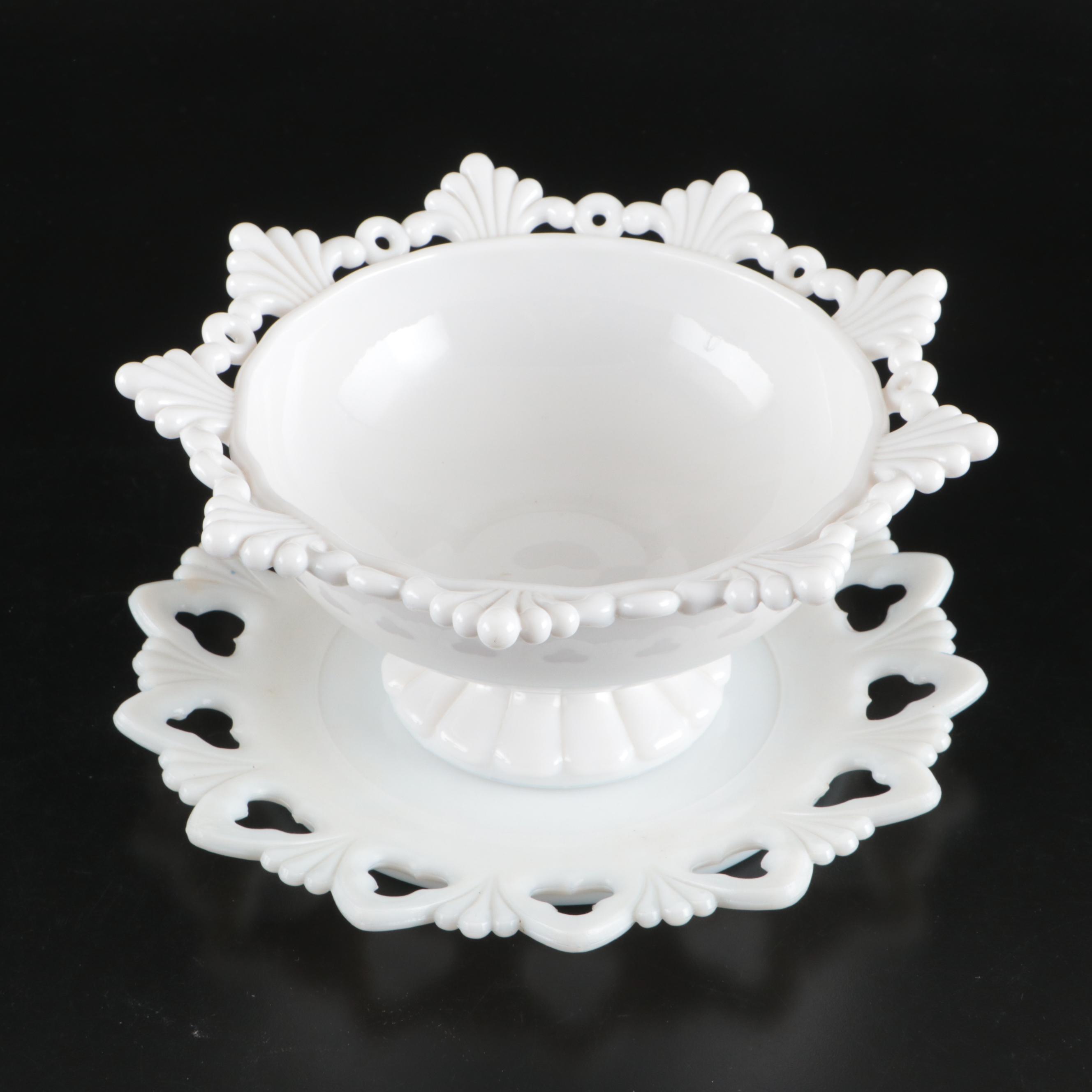 Fenton Milk Glass Basket, Pierceware Milk Glass Bowl, and More Table Accessories