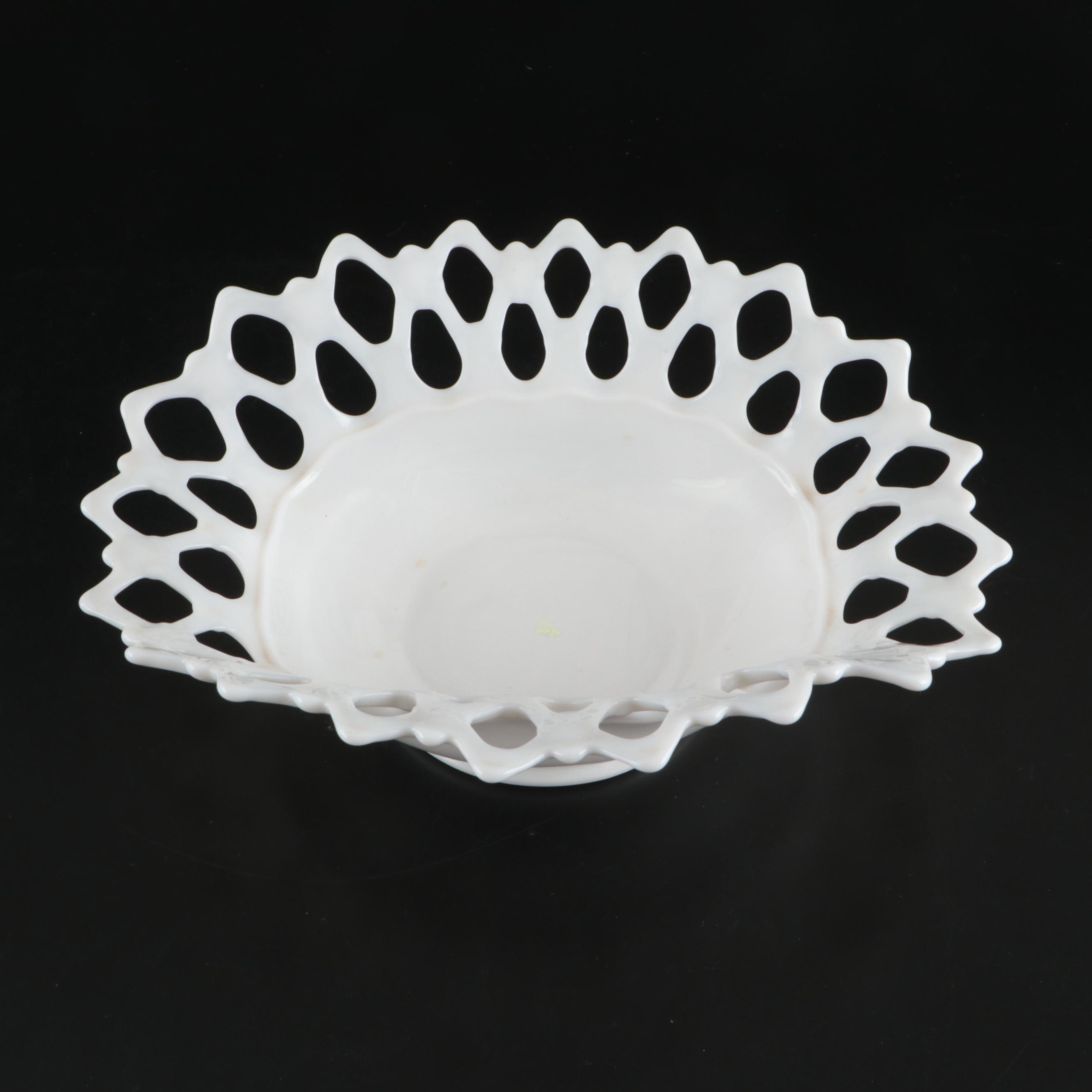 Fenton Milk Glass Basket, Pierceware Milk Glass Bowl, and More Table Accessories