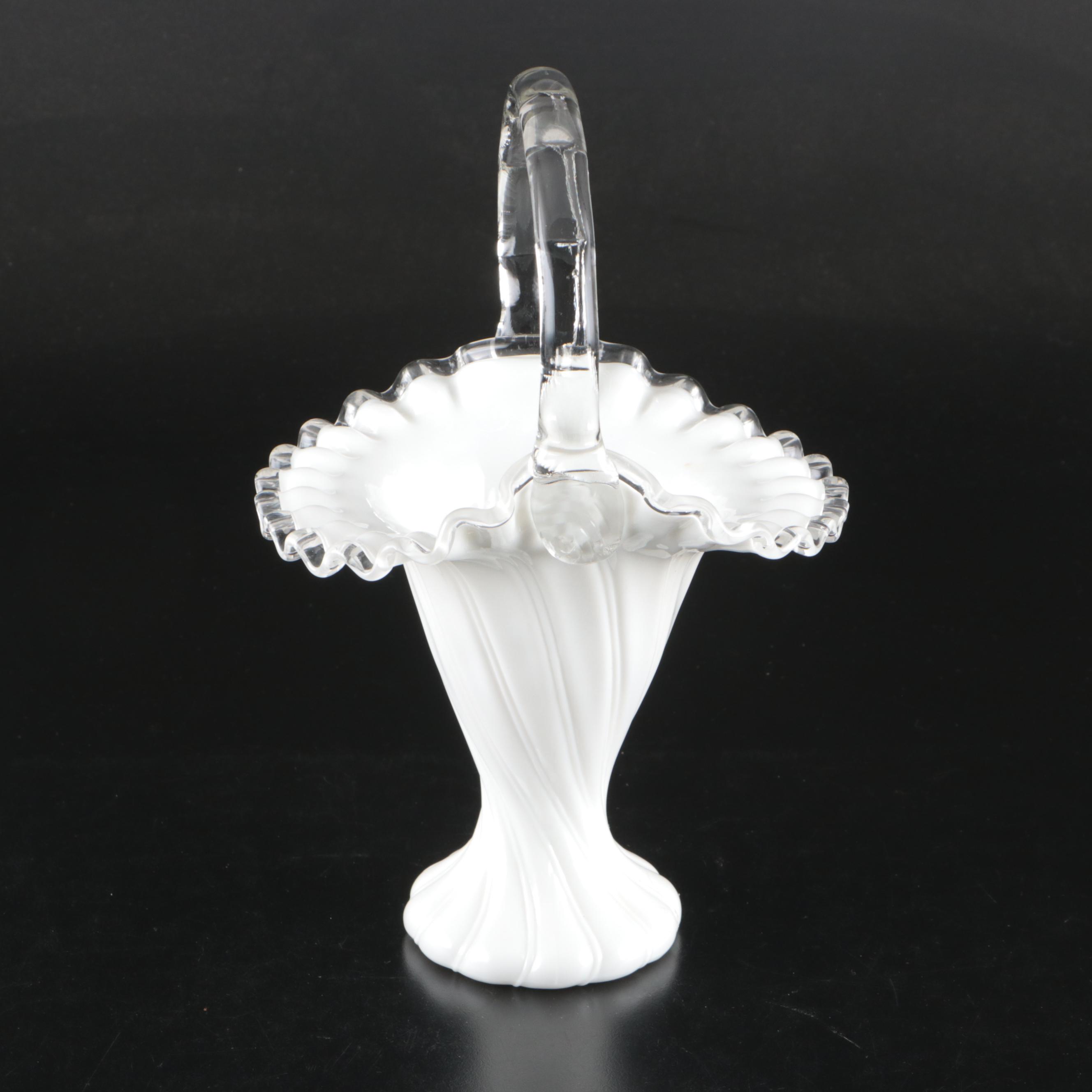 Fenton Milk Glass Basket, Pierceware Milk Glass Bowl, and More Table Accessories