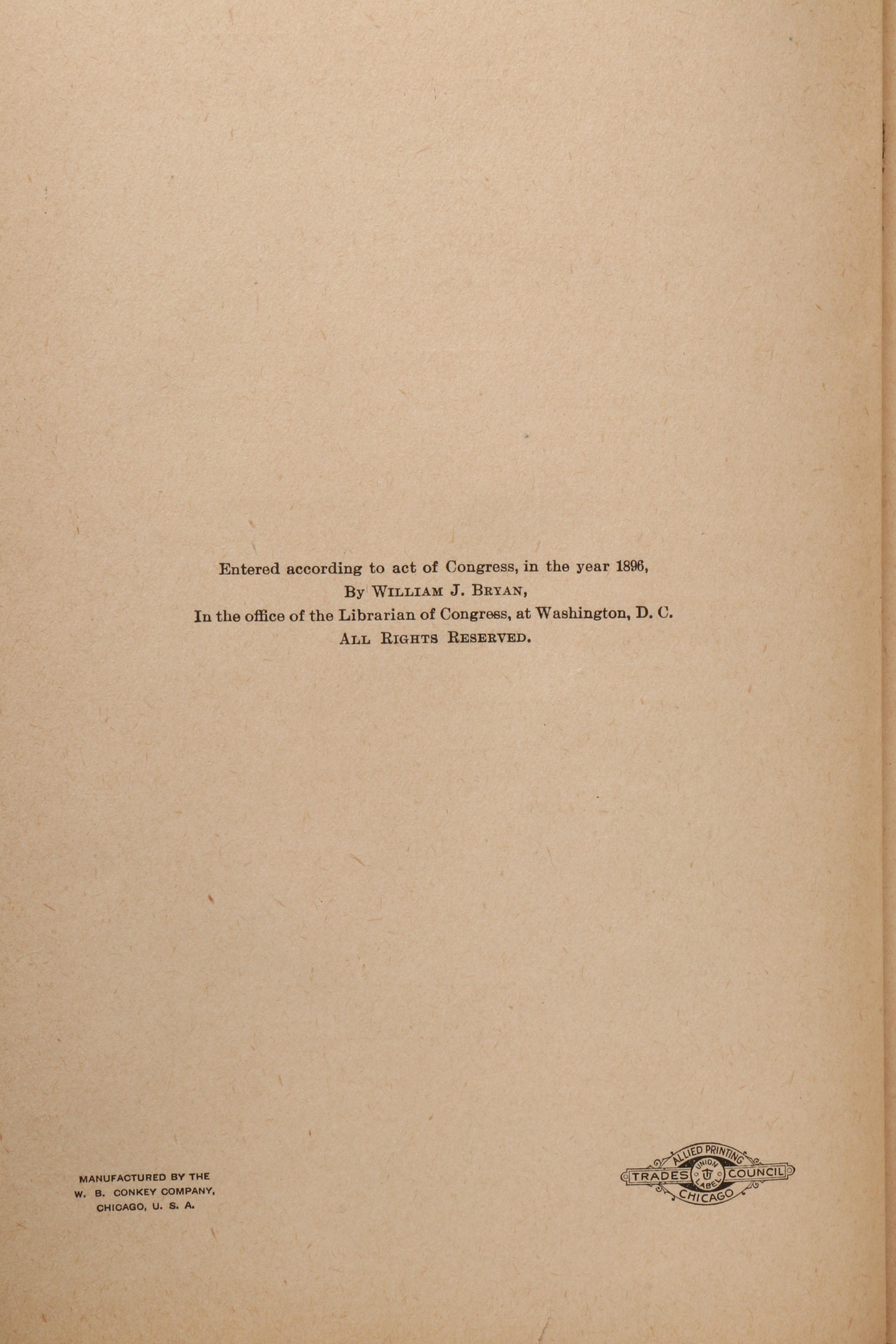 Illustrated First Edition "The First Battle" by William J. Bryan, 1896