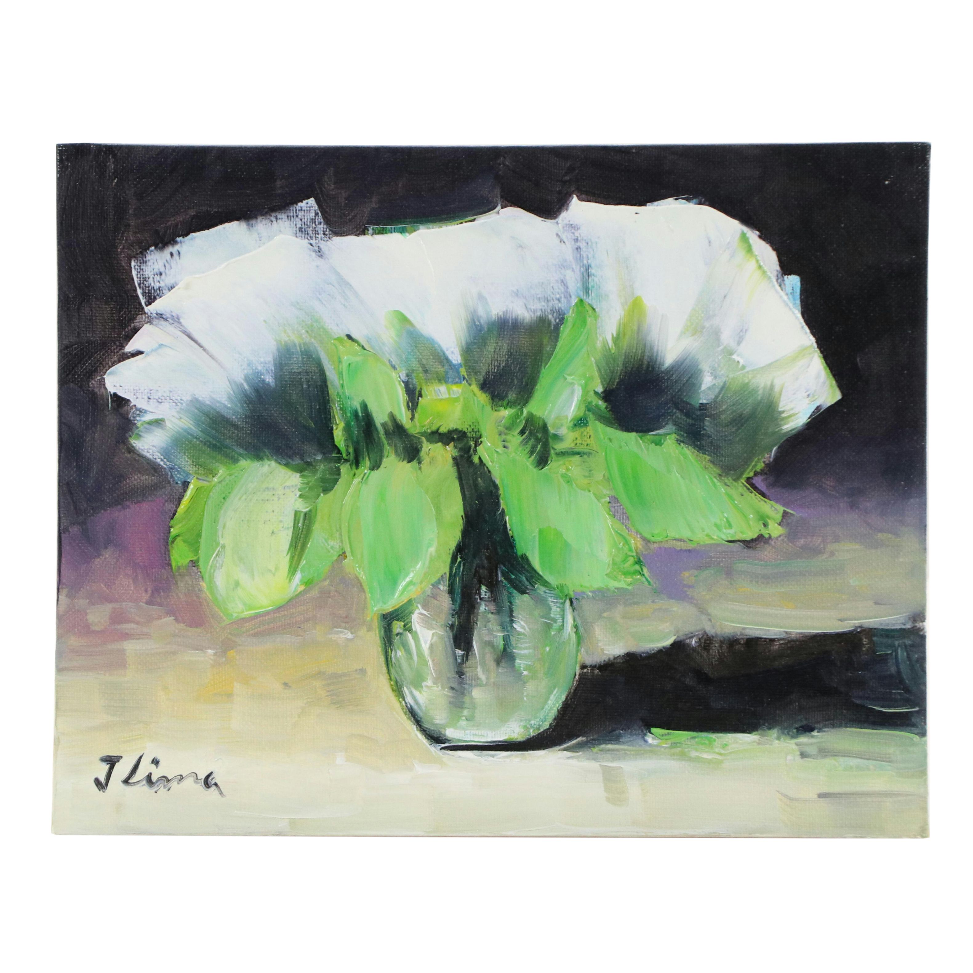 José M. Lima Floral Still Life Oil Painting, 2025