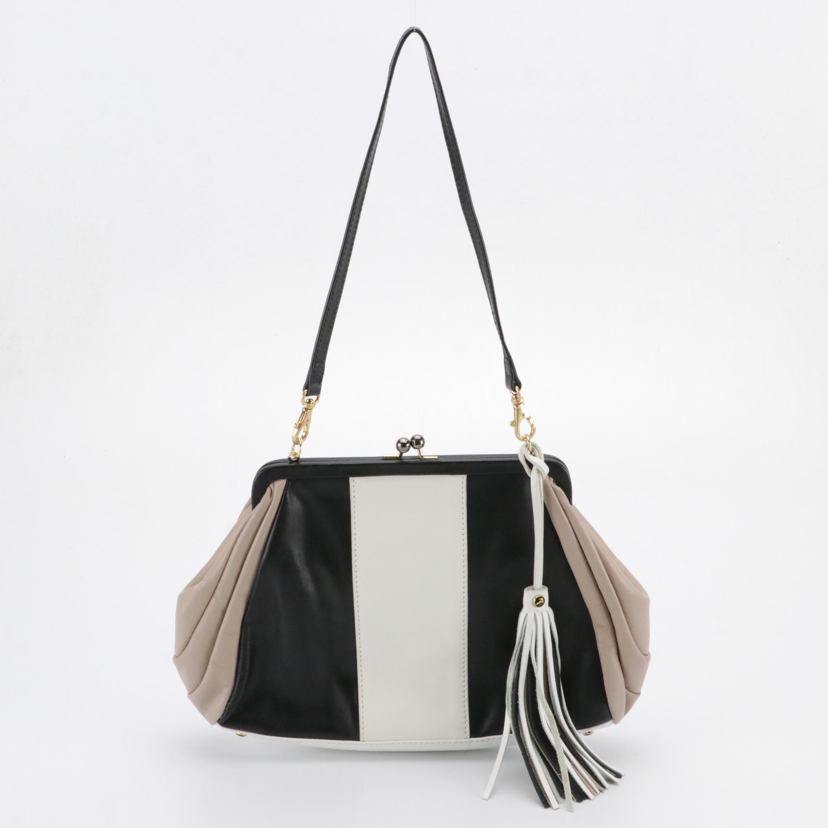 Koret Tricolor Leather Kisslock Frame Bag with Tassel and Lug Wings Bag