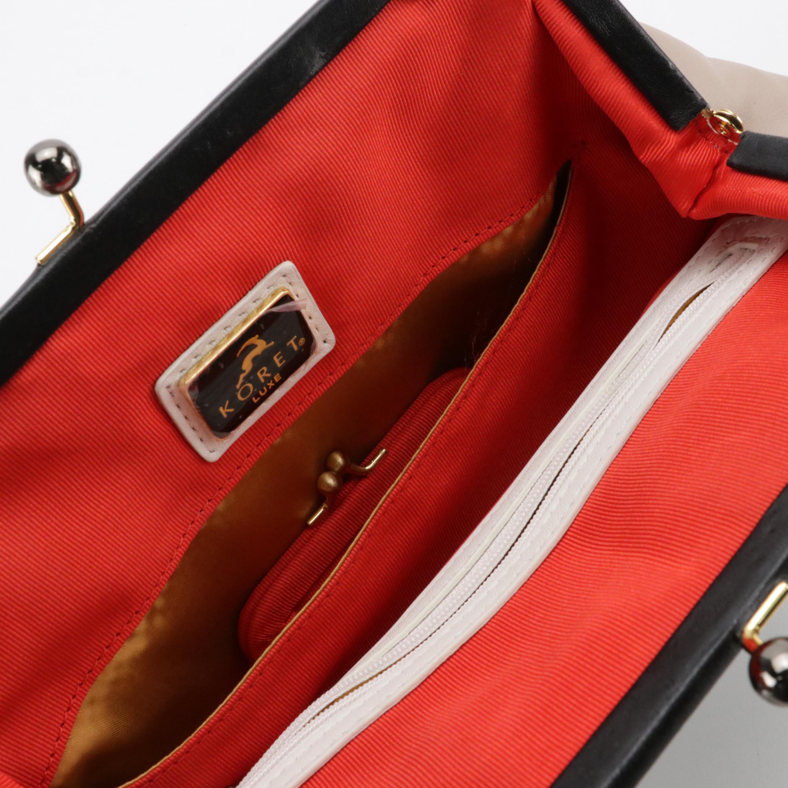 Koret Tricolor Leather Kisslock Frame Bag with Tassel and Lug Wings Bag