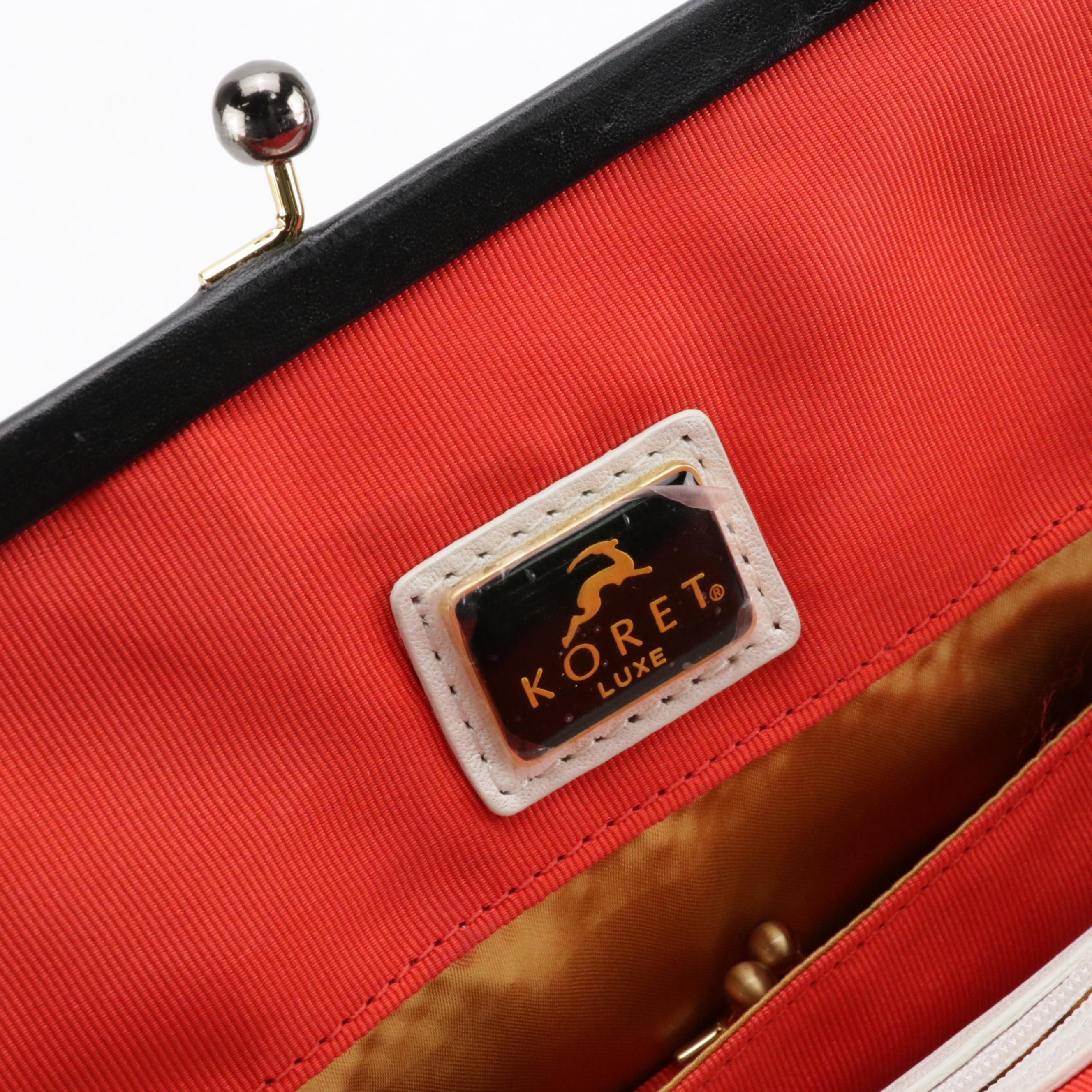 Koret Tricolor Leather Kisslock Frame Bag with Tassel and Lug Wings Bag