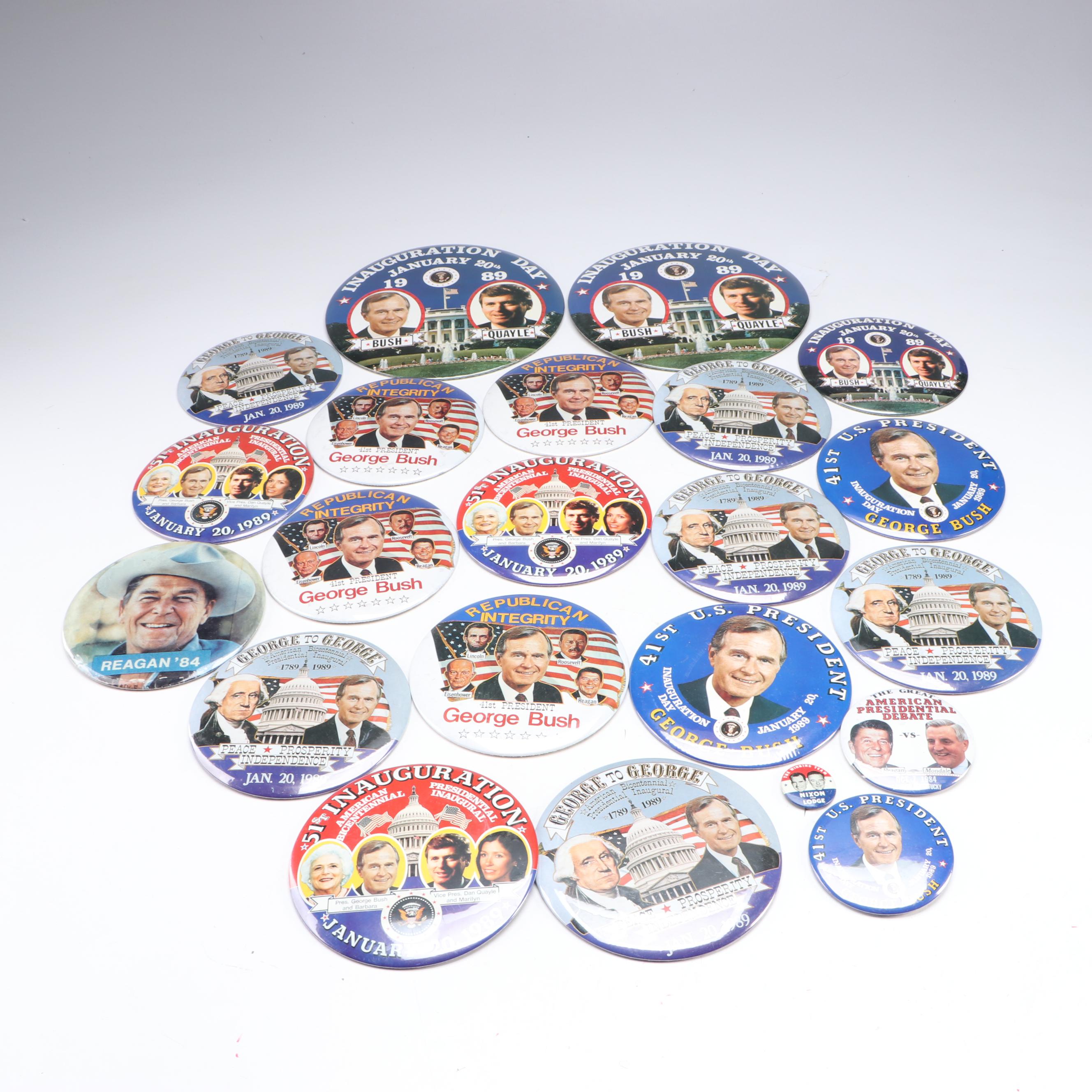 George H. W. Bush, Ronald Reagan with Other Political Pinbacks