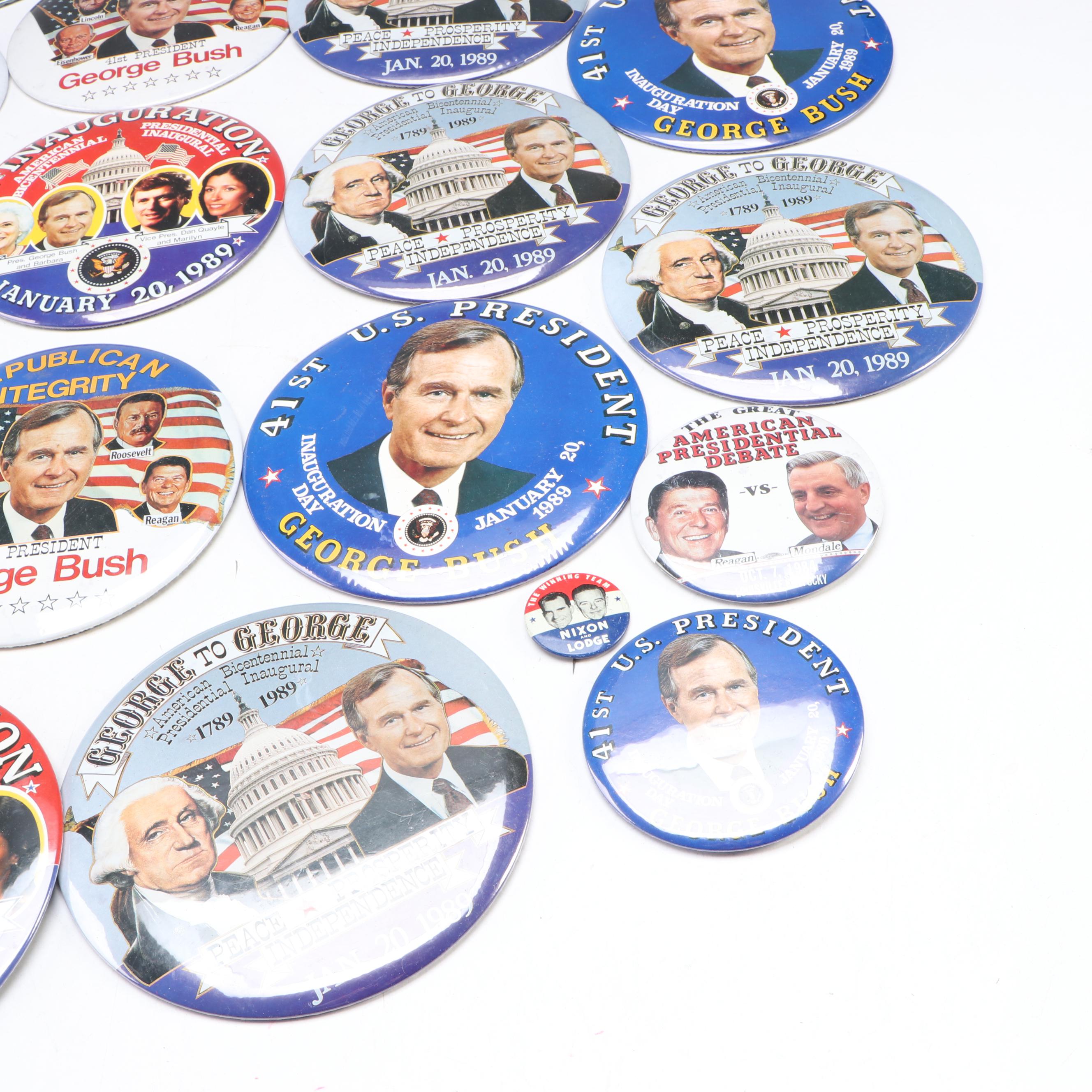 George H. W. Bush, Ronald Reagan with Other Political Pinbacks