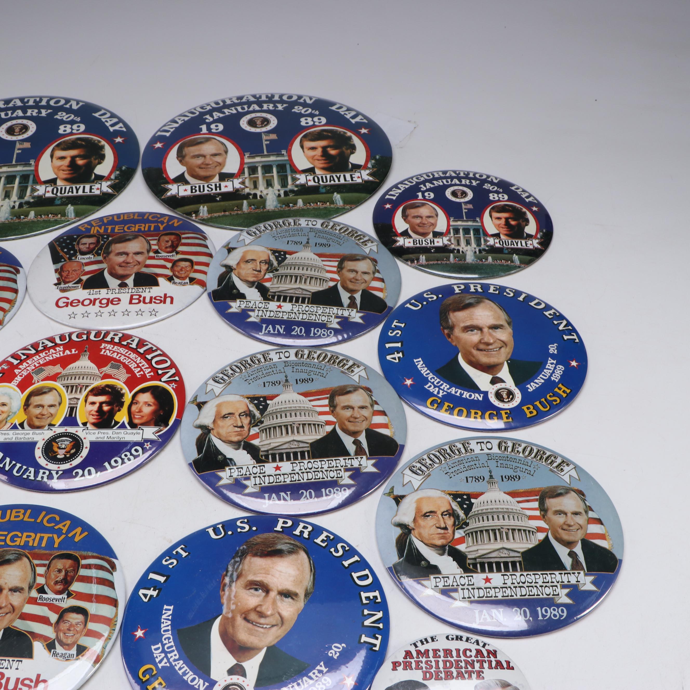 George H. W. Bush, Ronald Reagan with Other Political Pinbacks