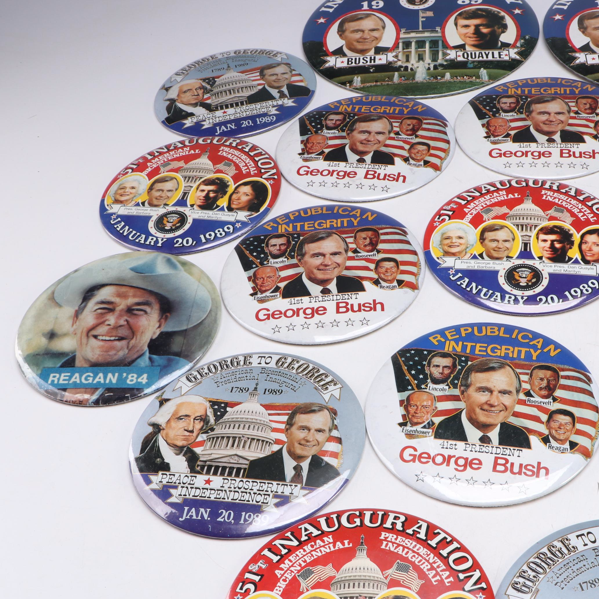 George H. W. Bush, Ronald Reagan with Other Political Pinbacks