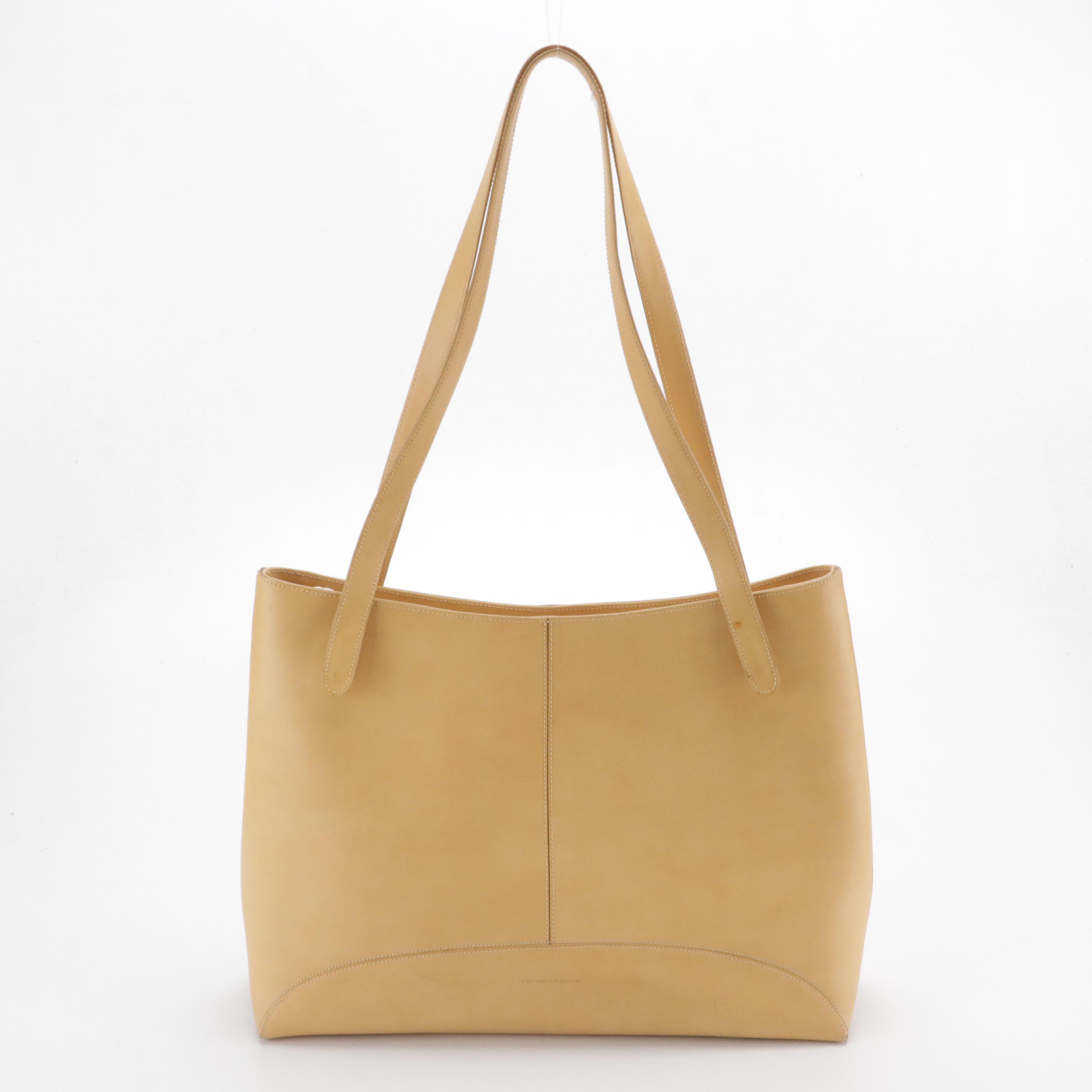 Francesco Biasia Tan Leather Zippered Shoulder Tote