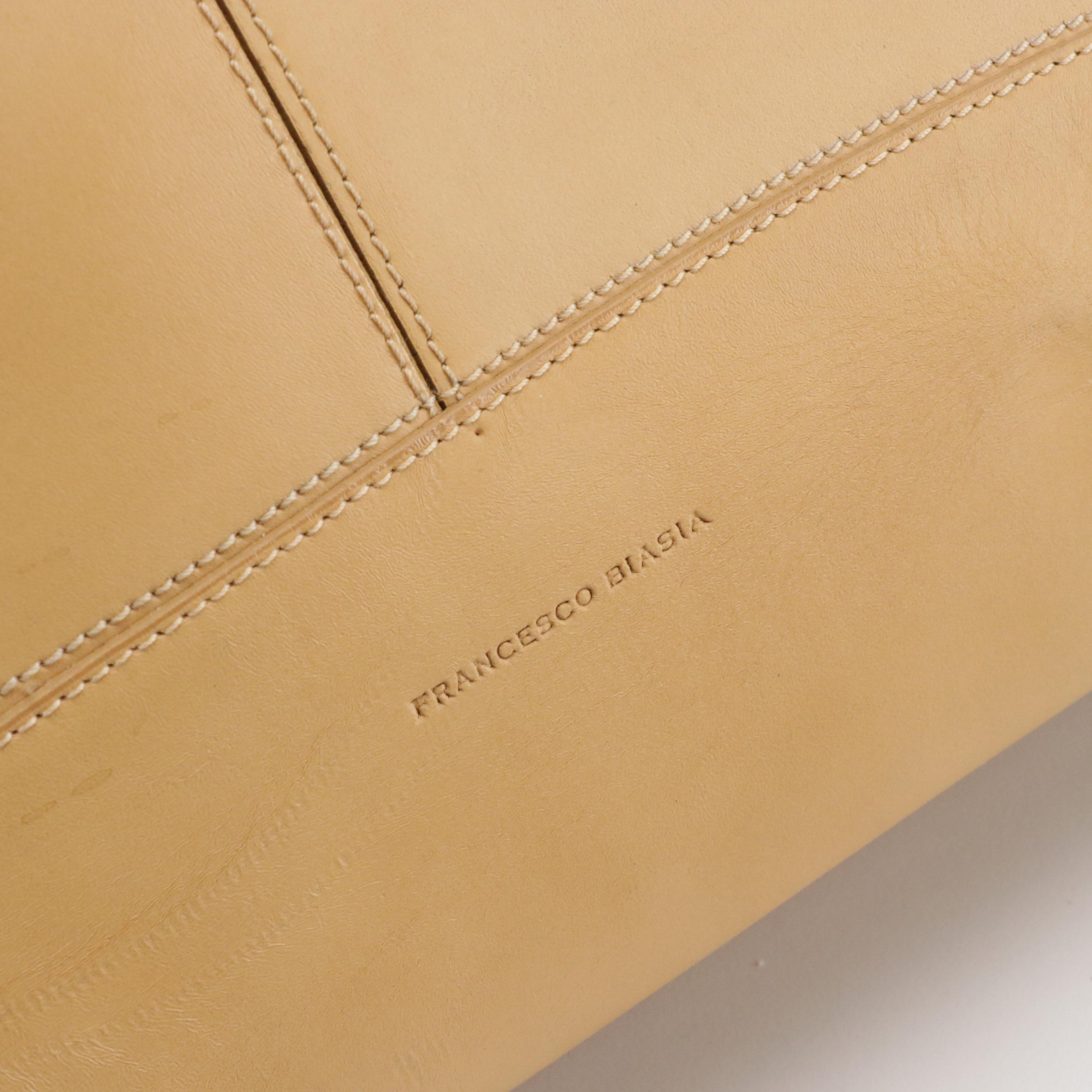 Francesco Biasia Tan Leather Zippered Shoulder Tote