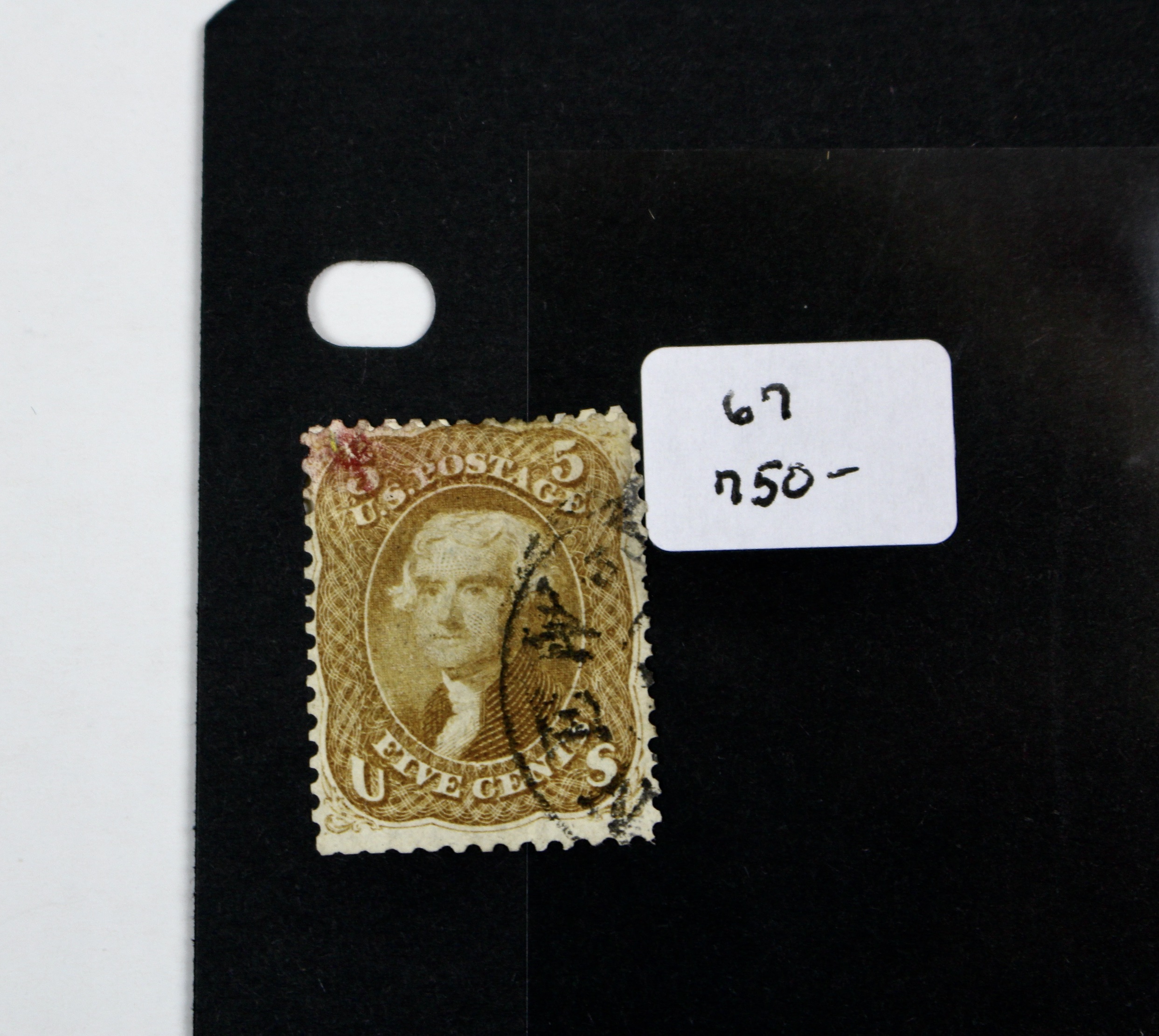 Five U.S. Postage Stamps, 1861 to 1862