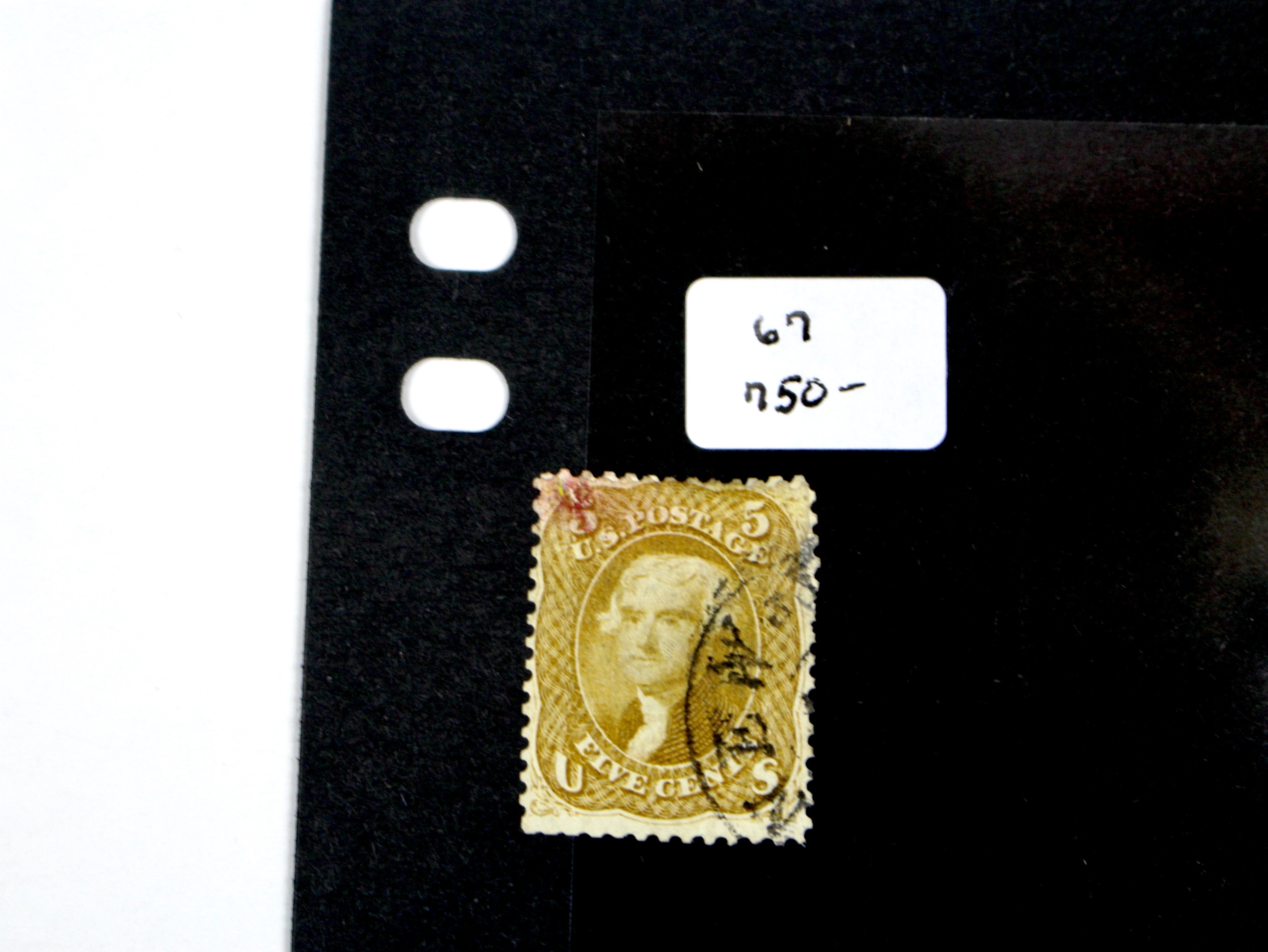 Five U.S. Postage Stamps, 1861 to 1862