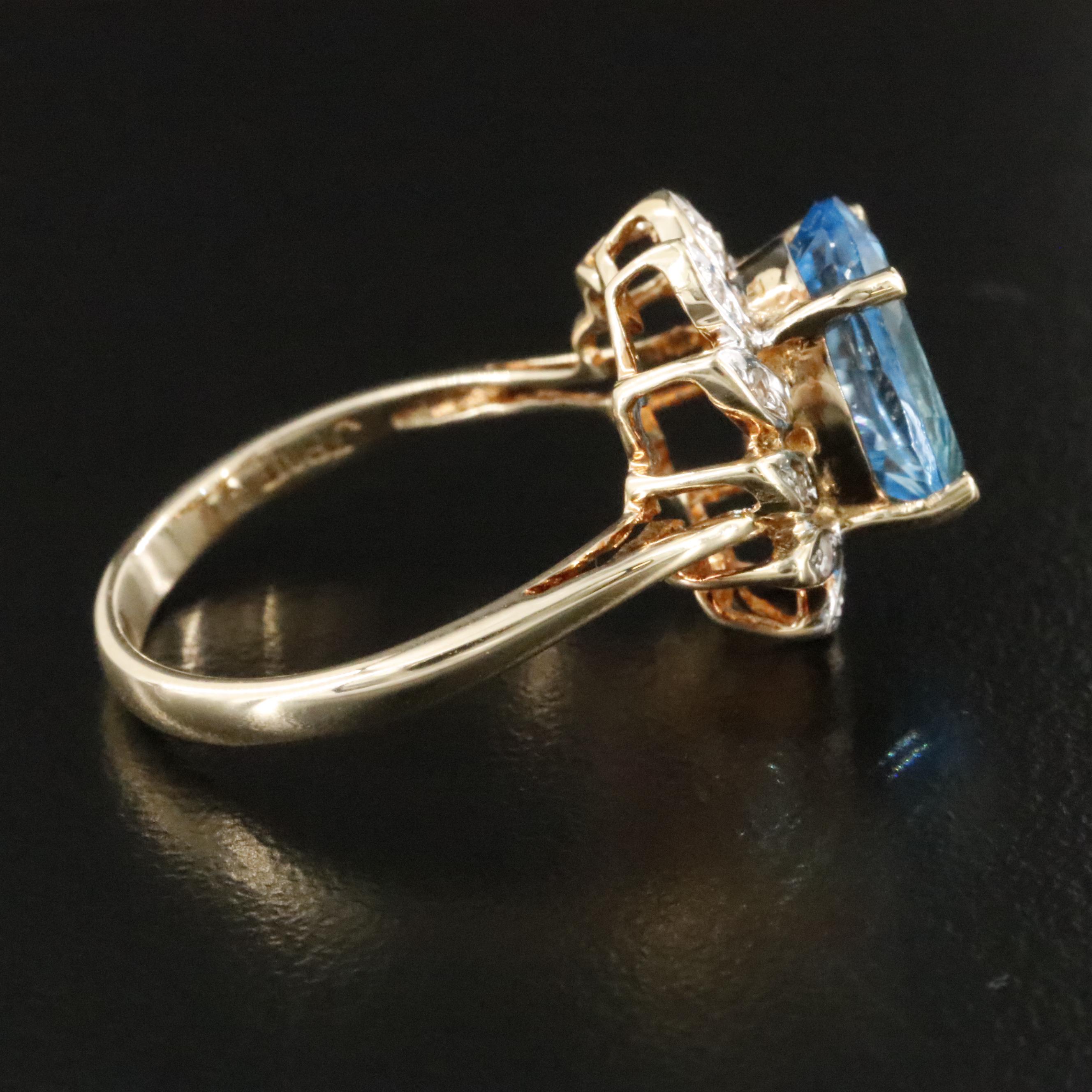 14K Blue Topaz and Diamond Ring