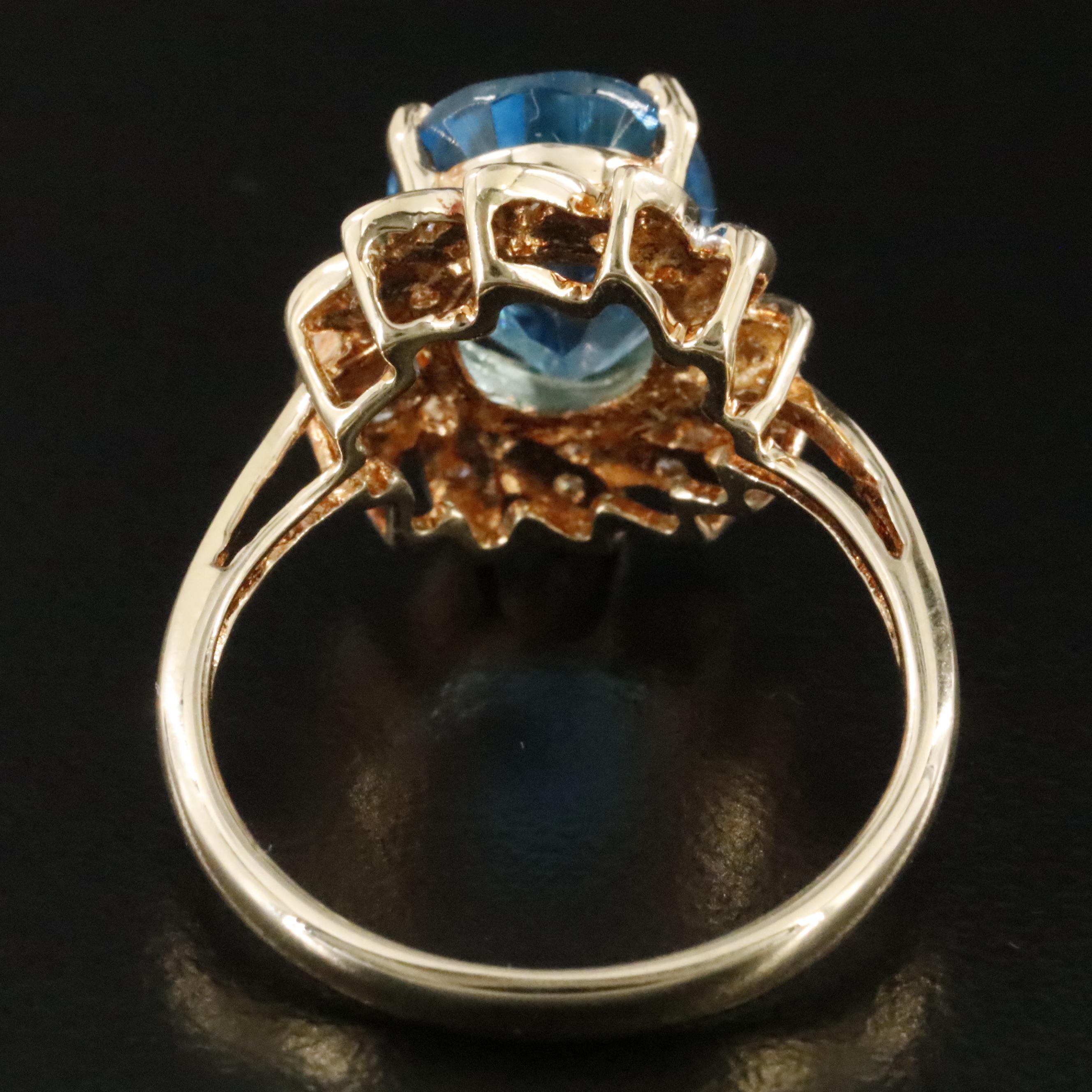14K Blue Topaz and Diamond Ring