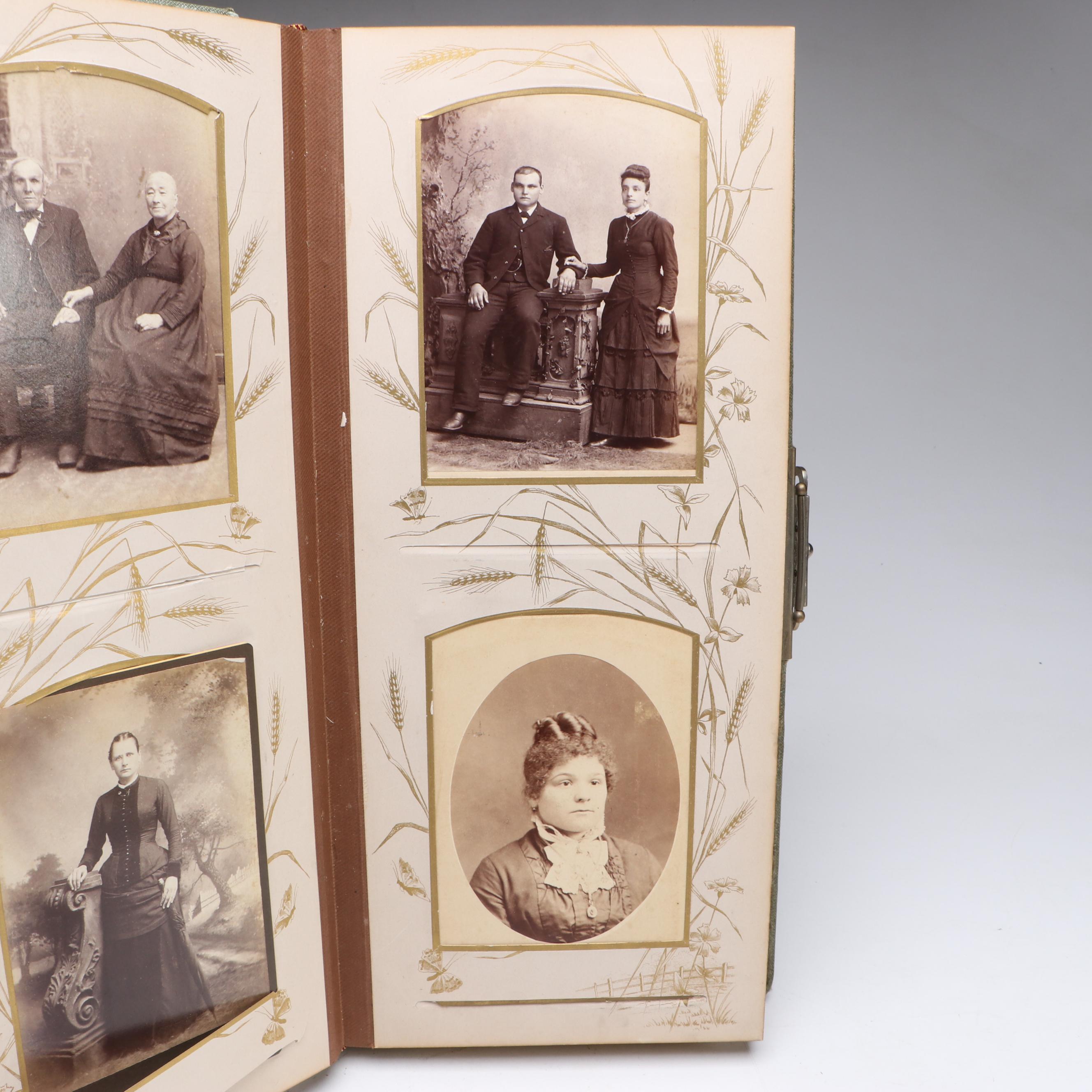 Victorian Photographs of Men, Women and Children in Album, Mid to Late 19th Cent