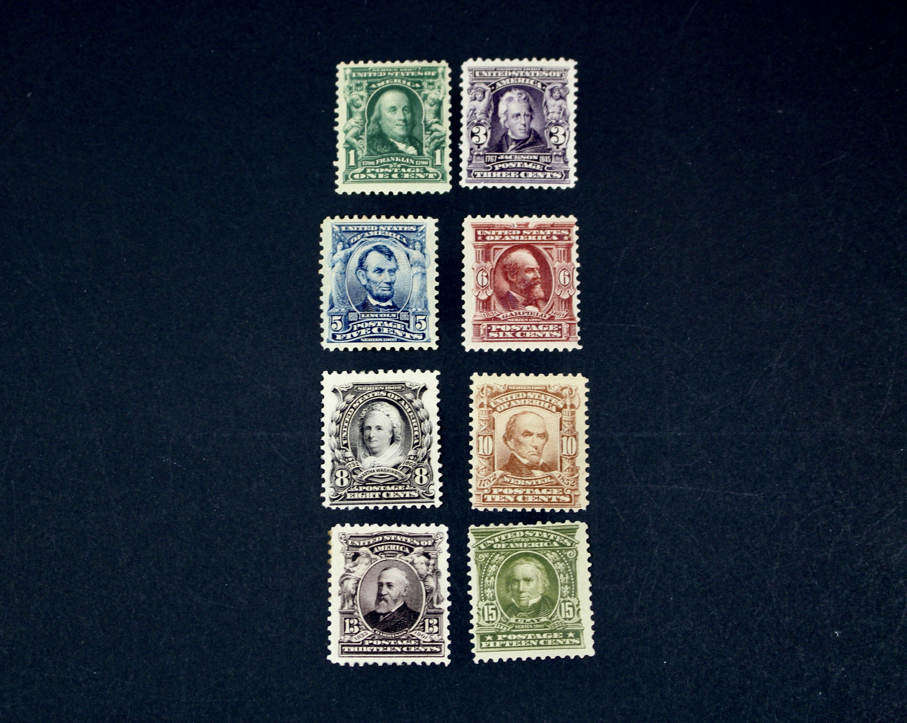 Eight Different MH Regular Issue U.S. Postage Stamps, 1902-1903