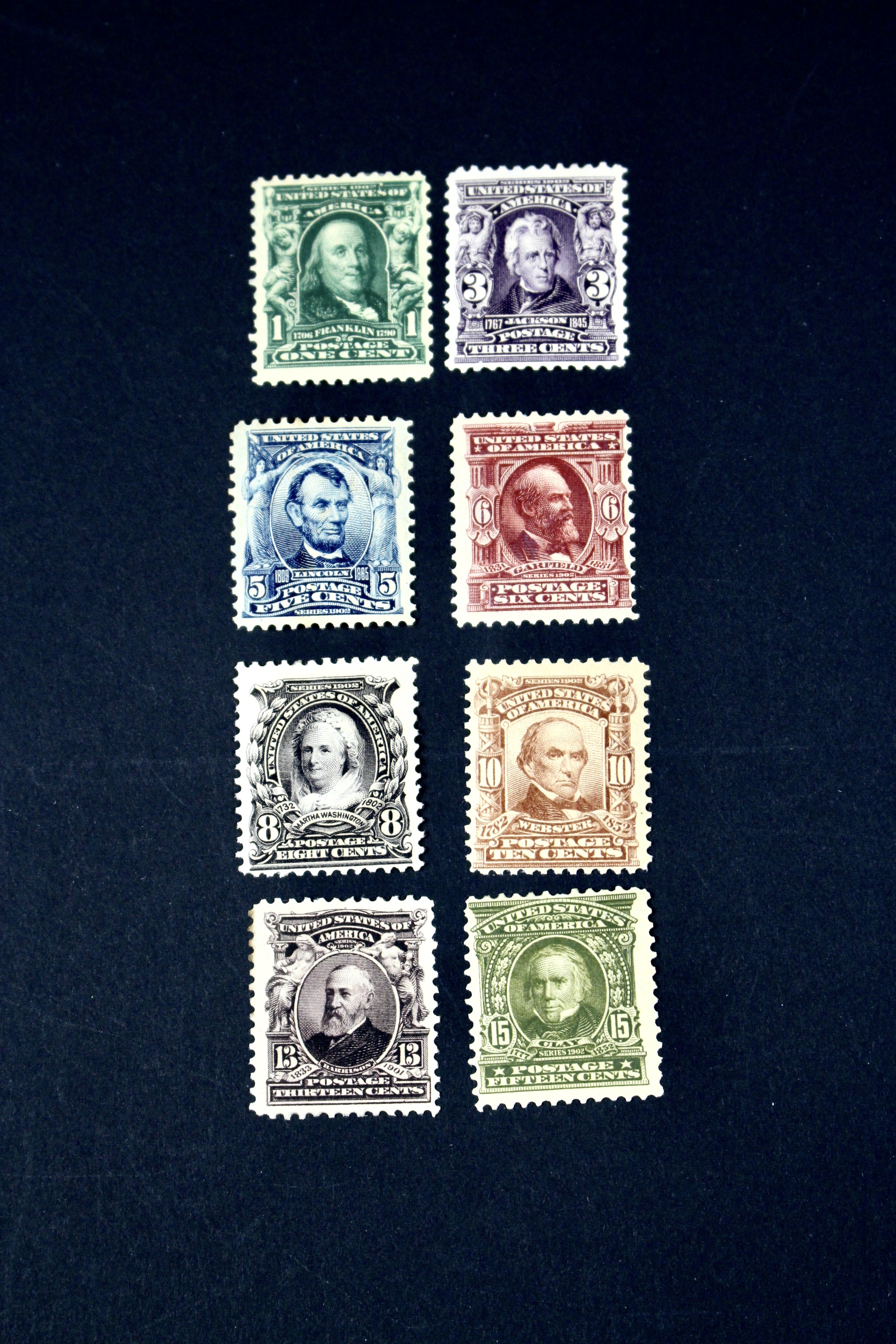 Eight Different MH Regular Issue U.S. Postage Stamps, 1902-1903