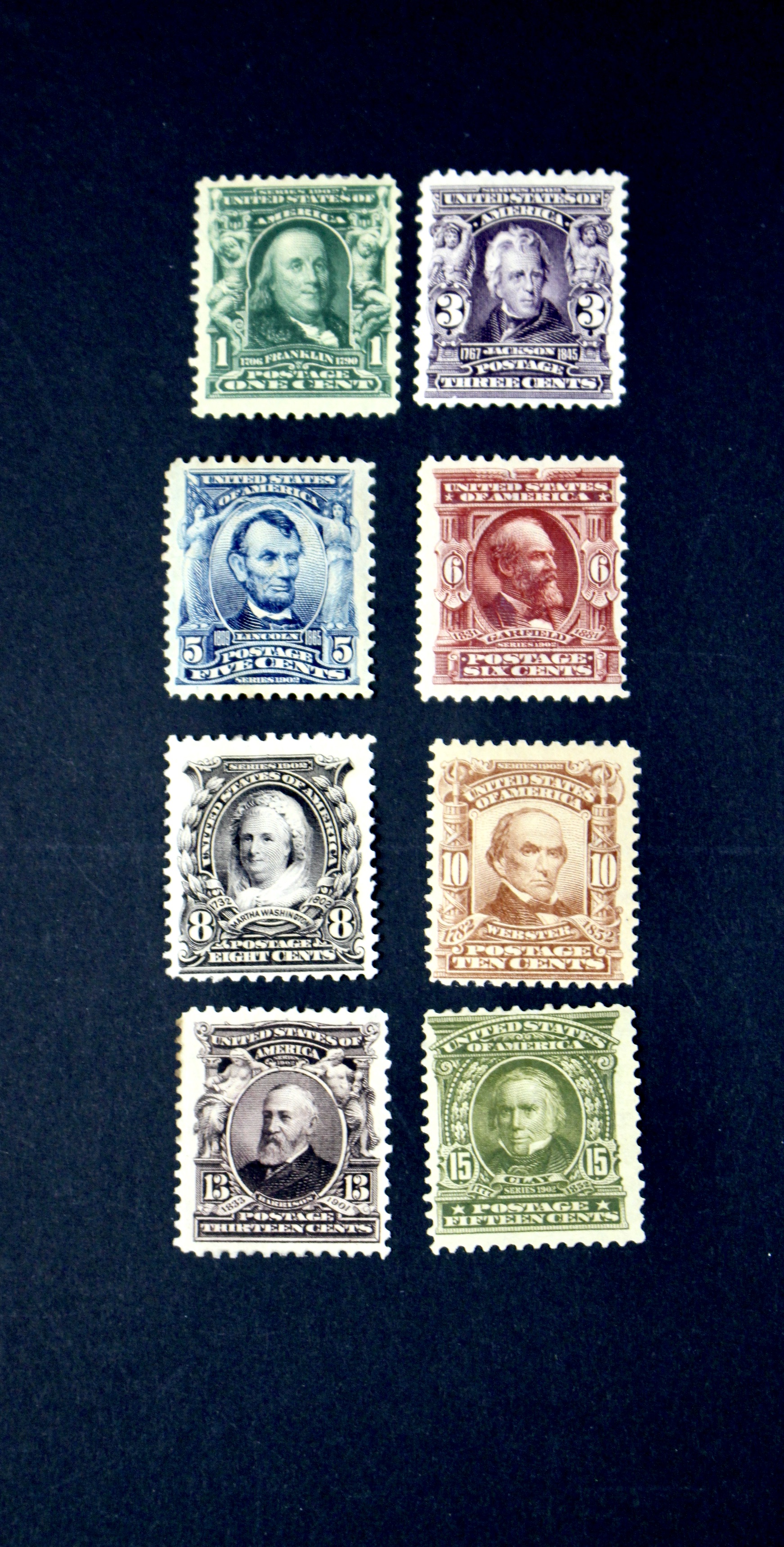 Eight Different MH Regular Issue U.S. Postage Stamps, 1902-1903
