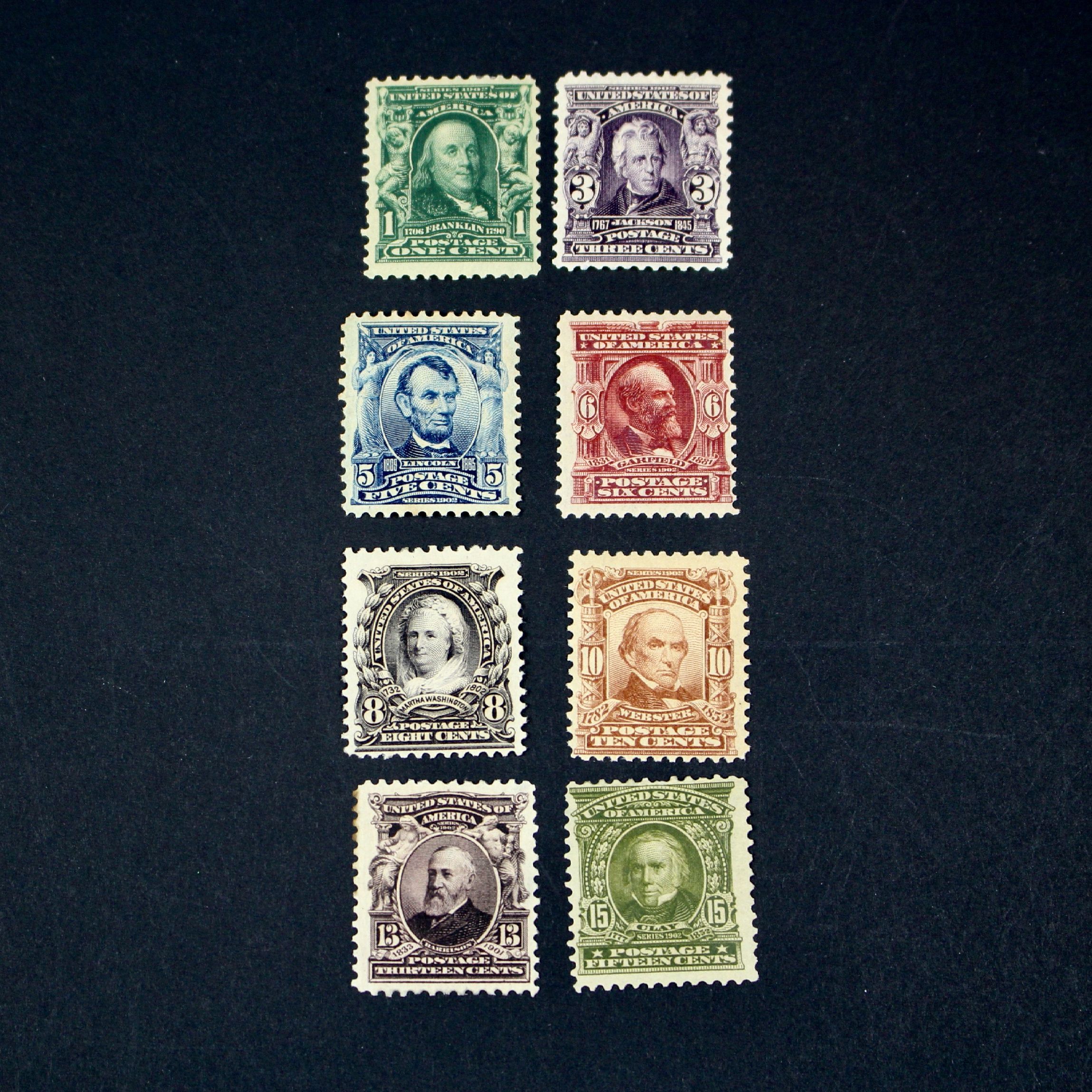 Eight Different MH Regular Issue U.S. Postage Stamps, 1902-1903