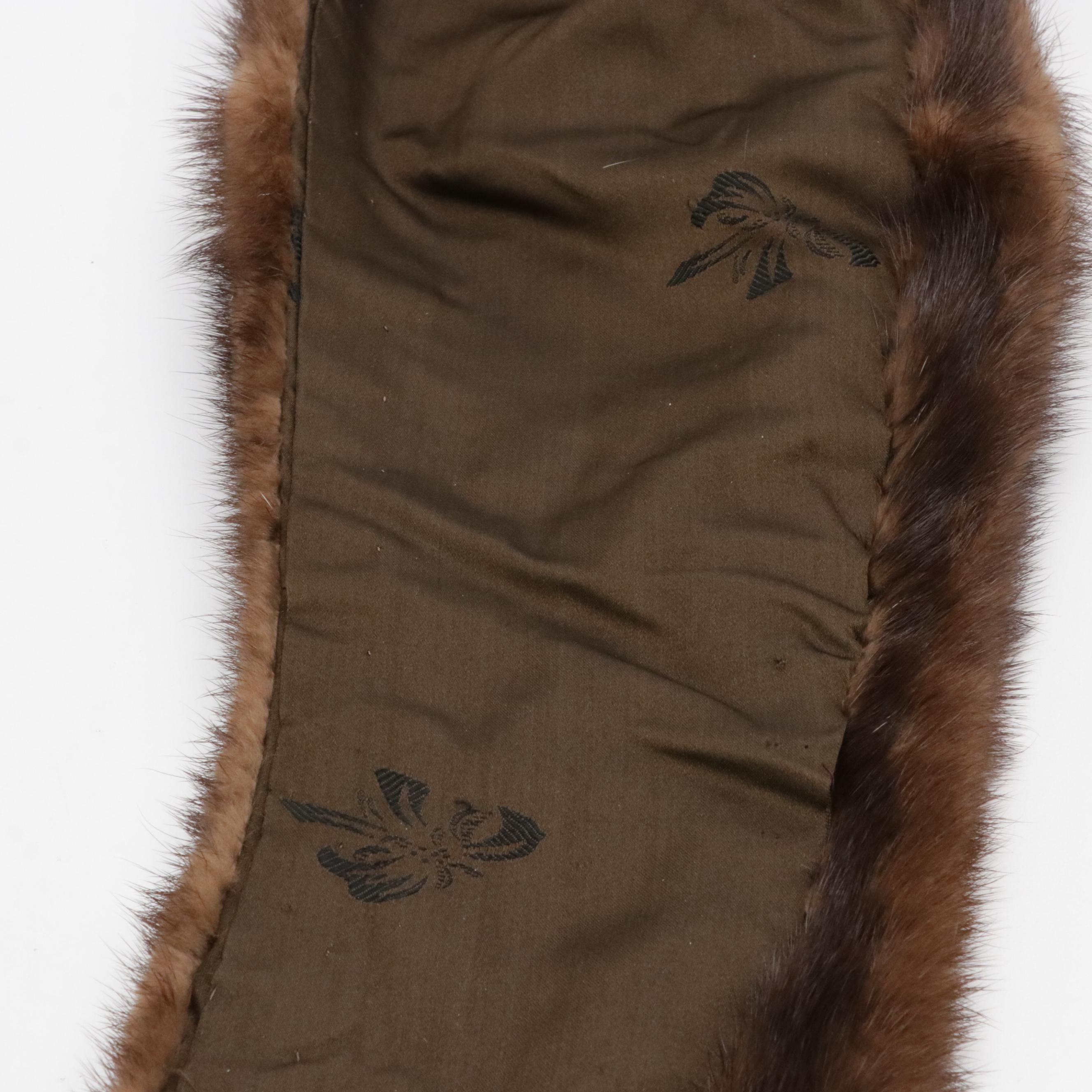 Vintage Chocolate Brown Mink Fur Stole