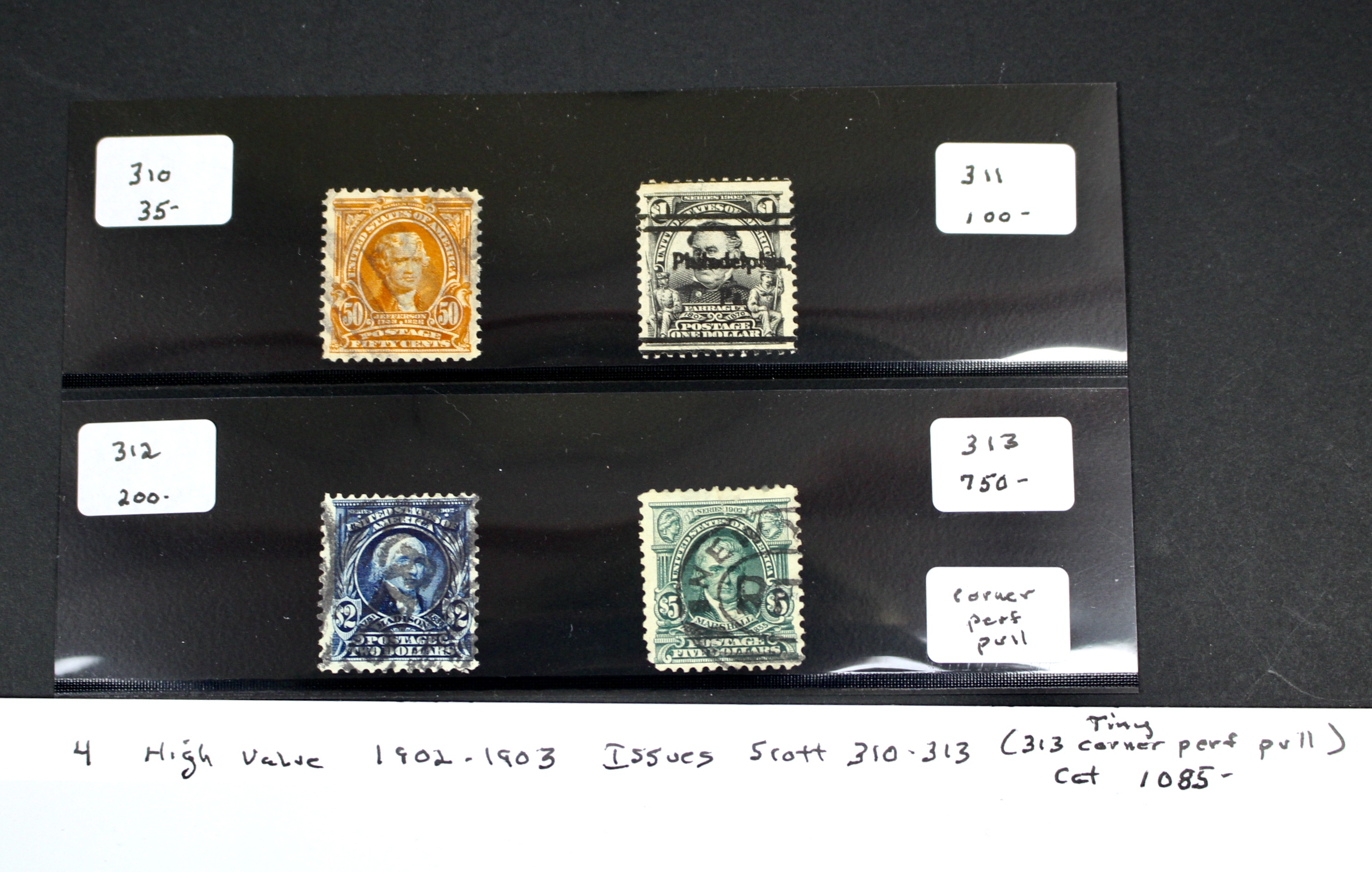 Four High Value U.S. Postage Stamps, 1902 to 1903