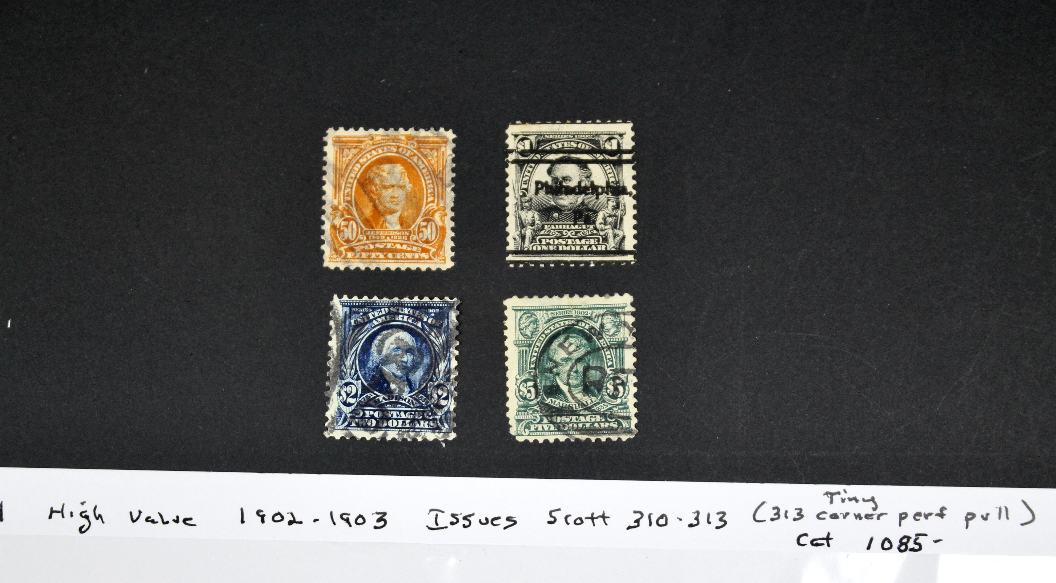 Four High Value U.S. Postage Stamps, 1902 to 1903