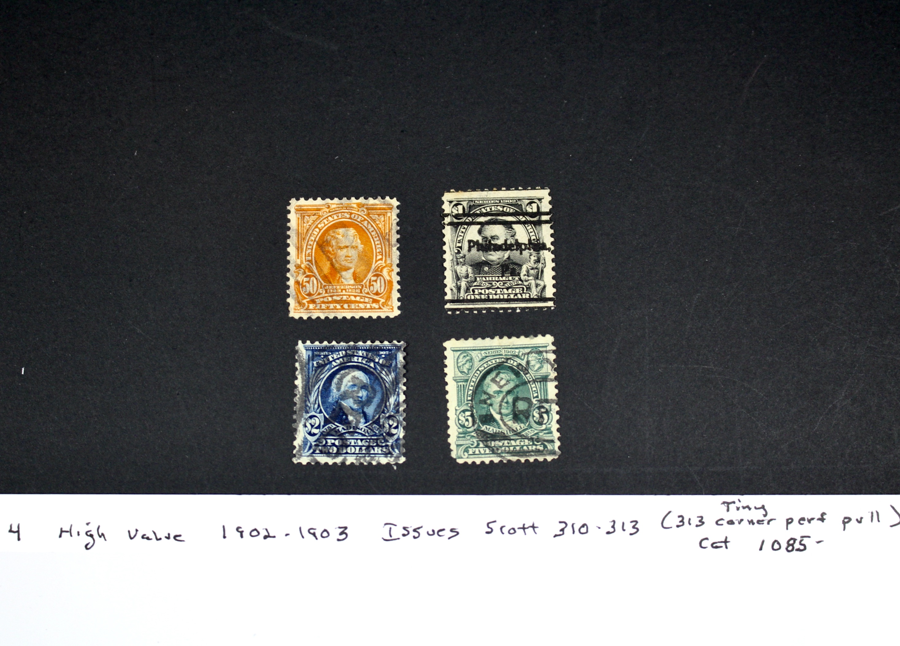 Four High Value U.S. Postage Stamps, 1902 to 1903