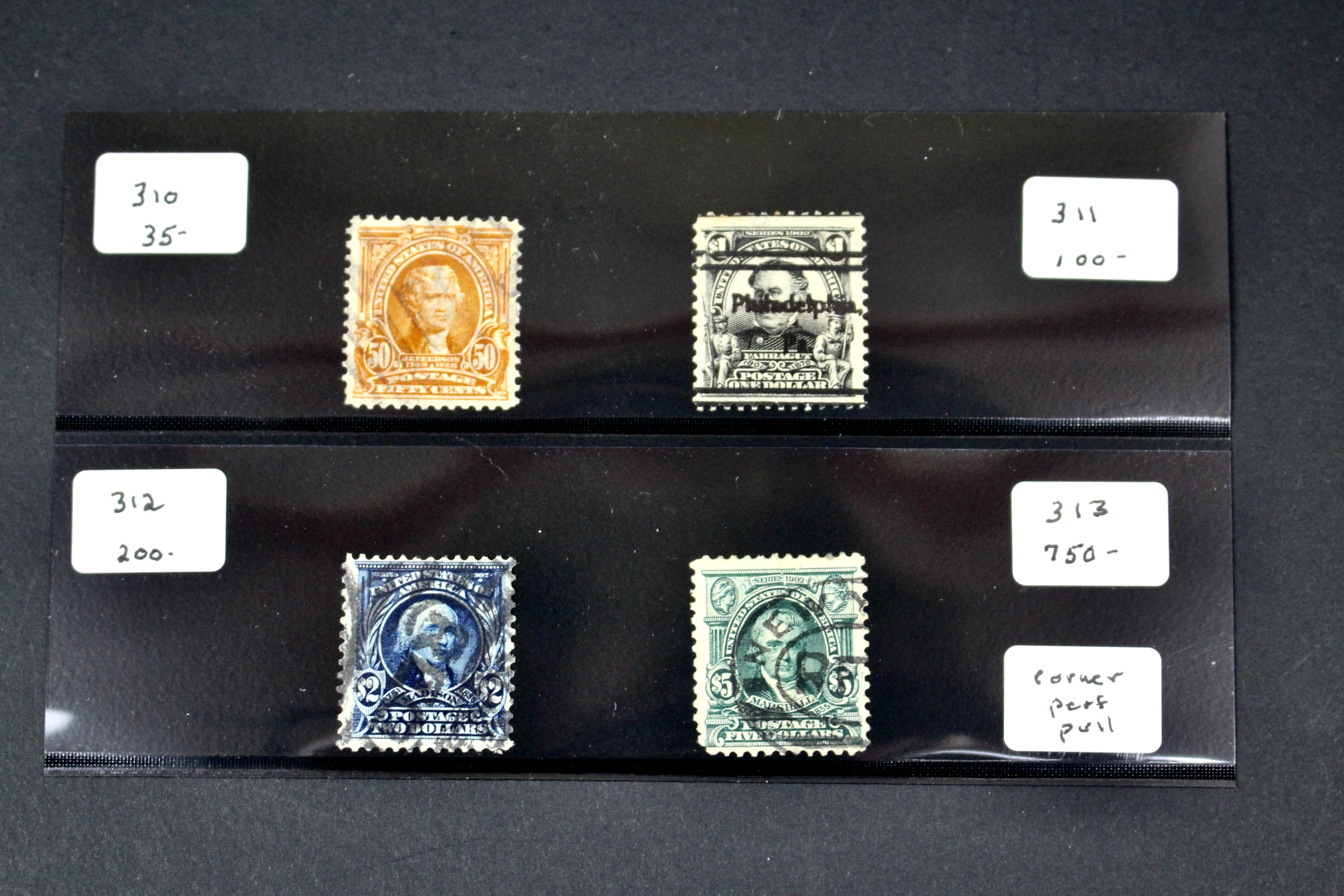 Four High Value U.S. Postage Stamps, 1902 to 1903