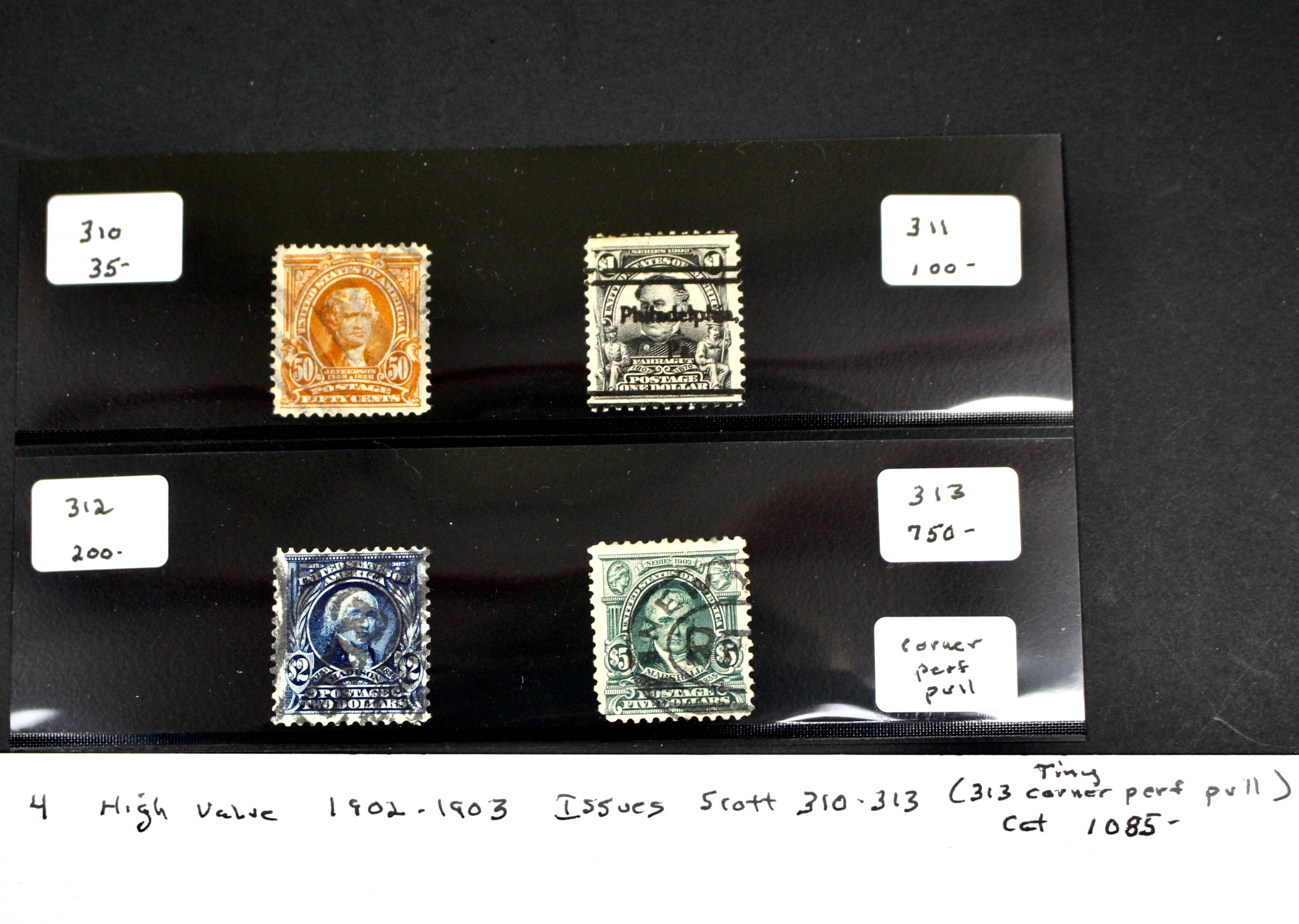 Four High Value U.S. Postage Stamps, 1902 to 1903