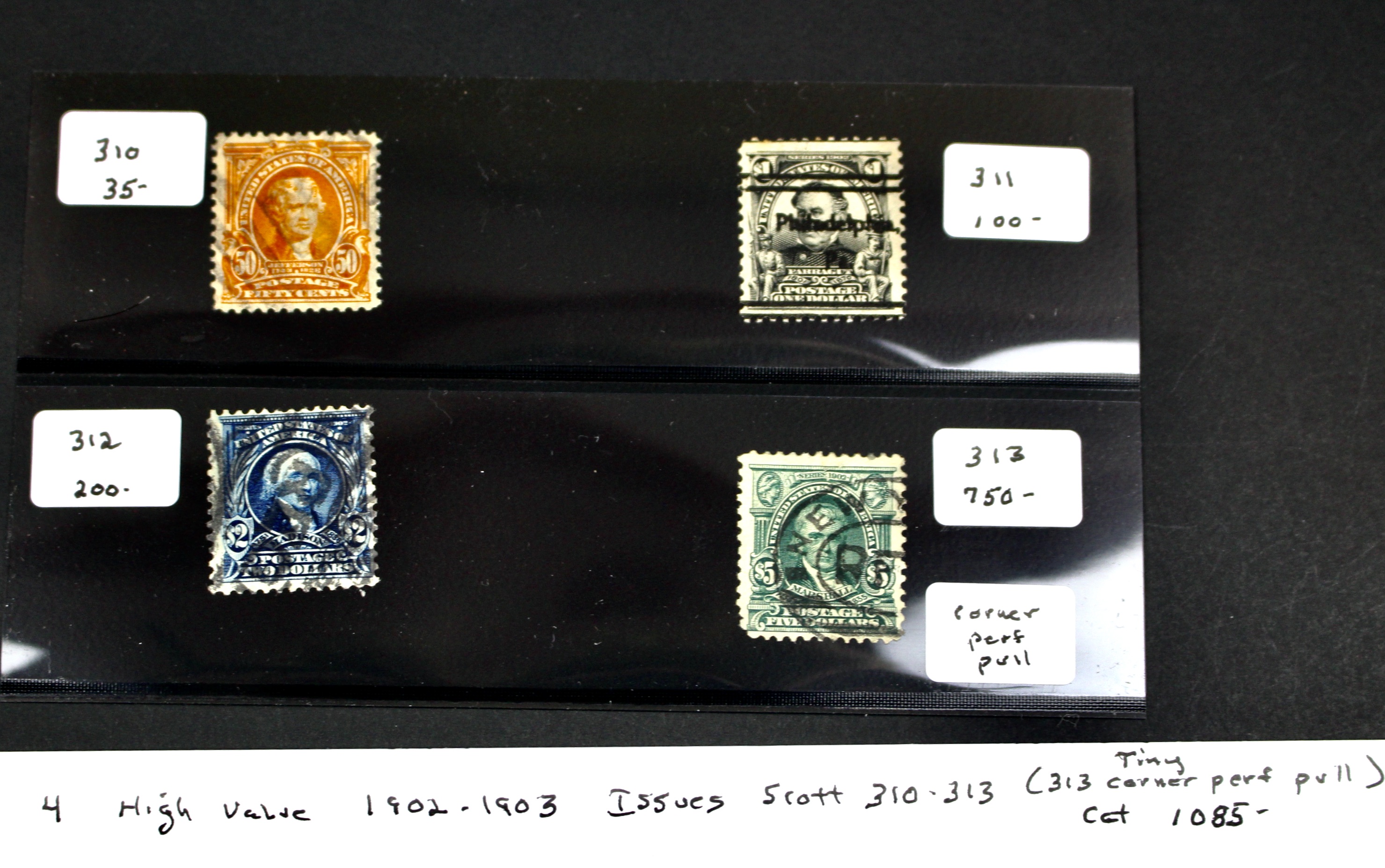 Four High Value U.S. Postage Stamps, 1902 to 1903
