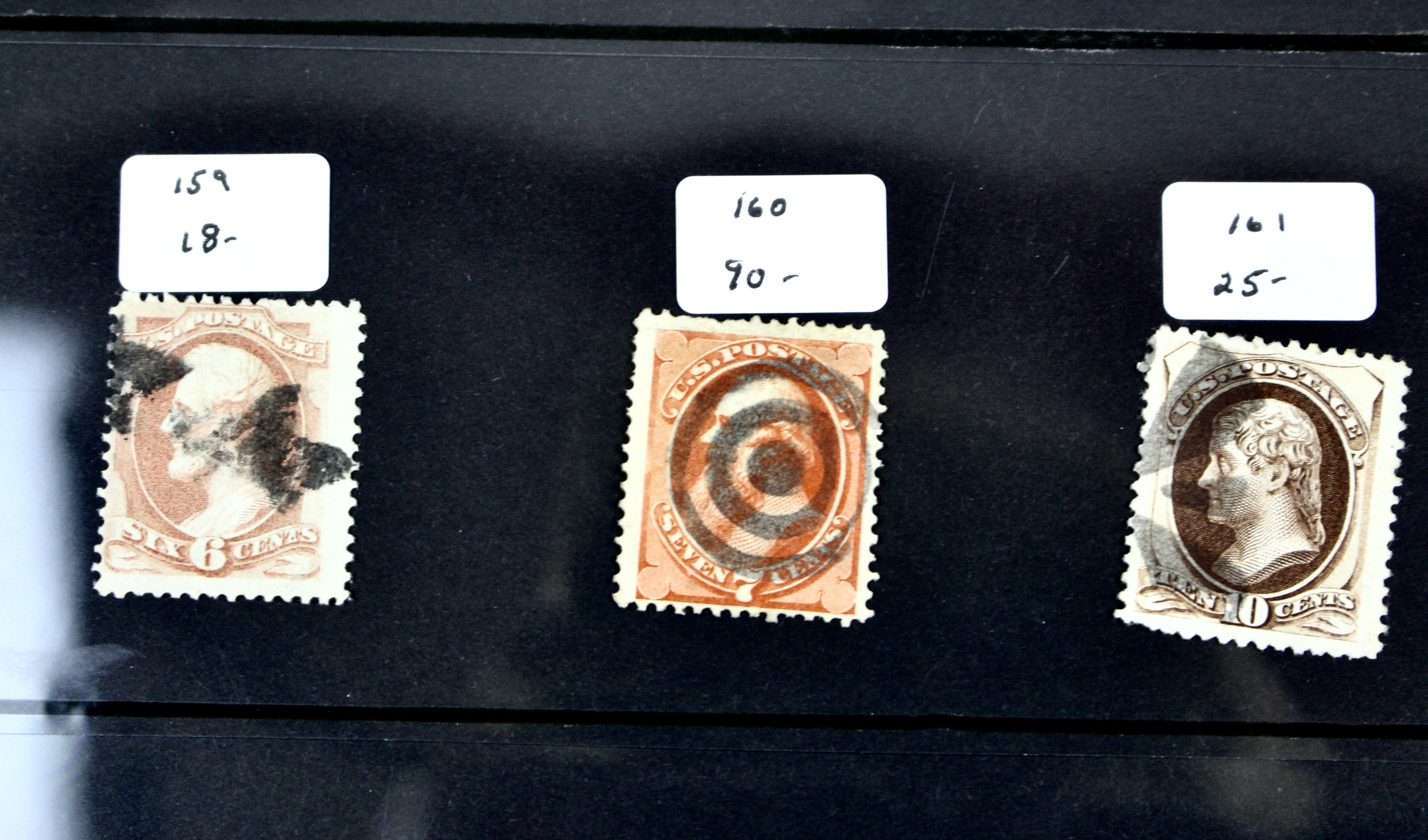 Ten Different 1873 U.S. Postage Stamp Issues, Scott 156 to 166