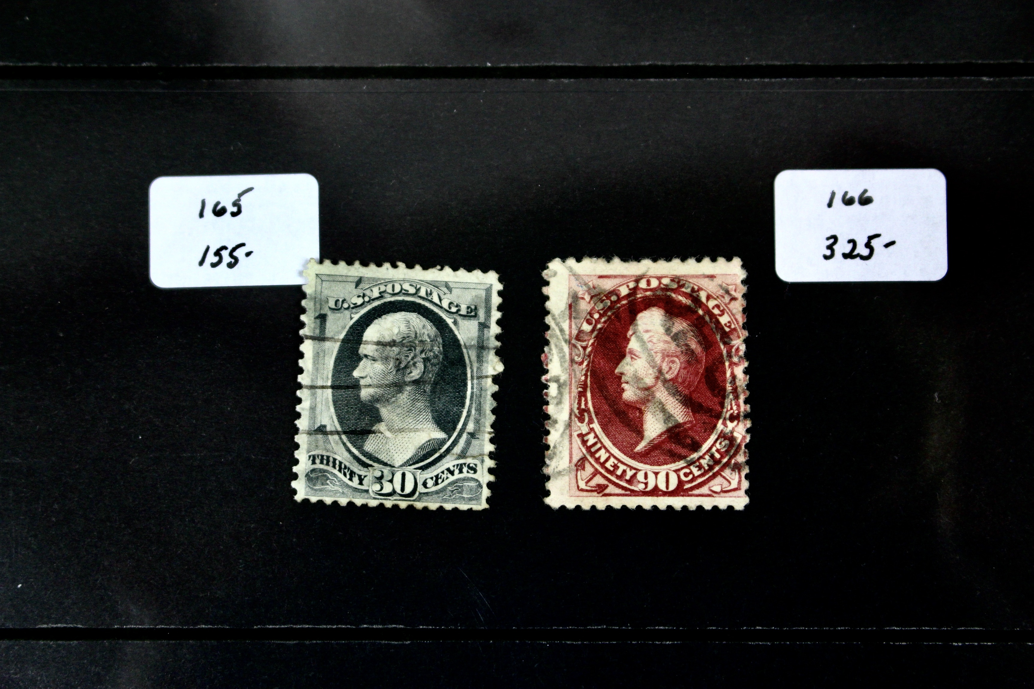 Ten Different 1873 U.S. Postage Stamp Issues, Scott 156 to 166