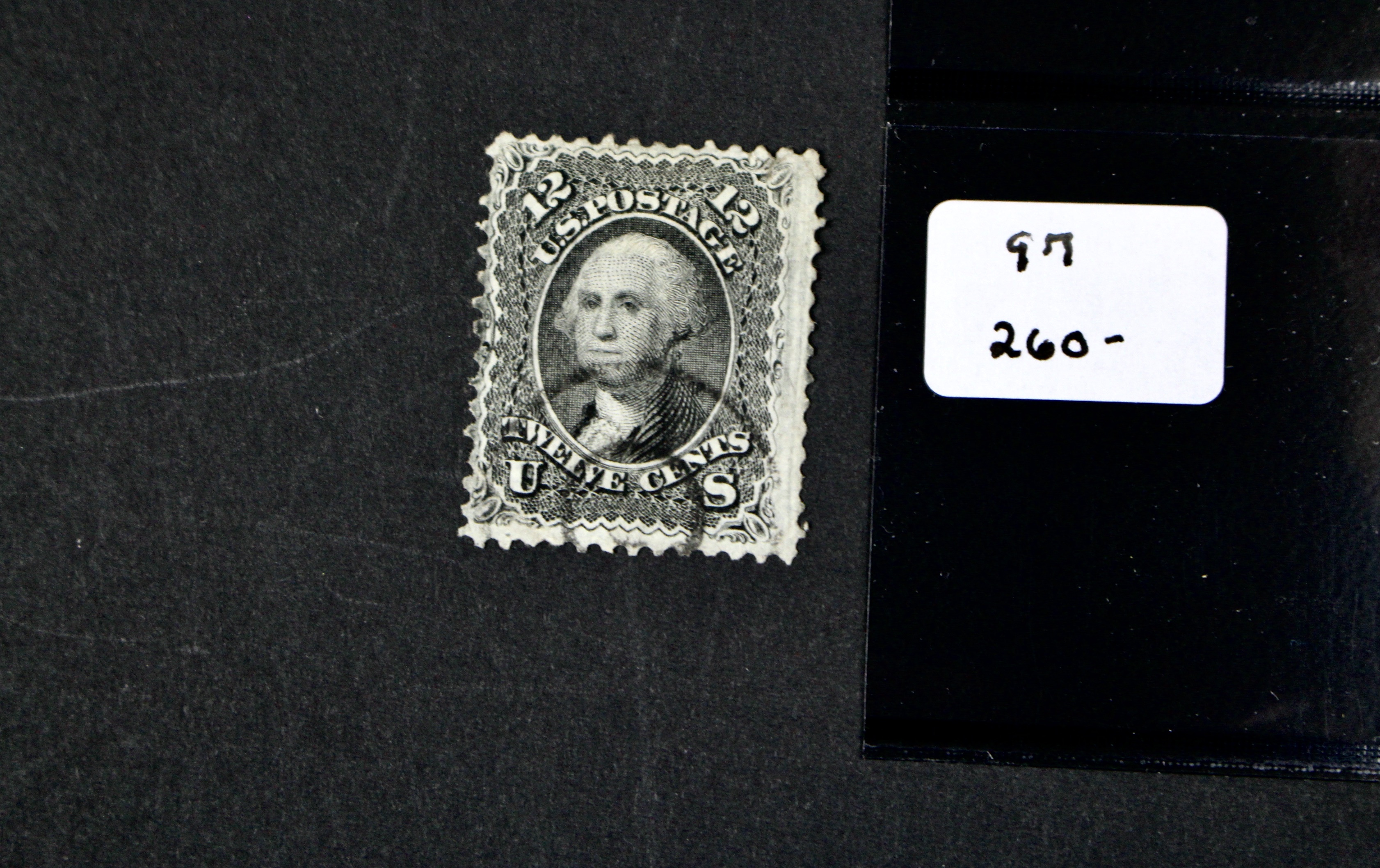 Four 1867 U.S. Postage Stamps with F Grill