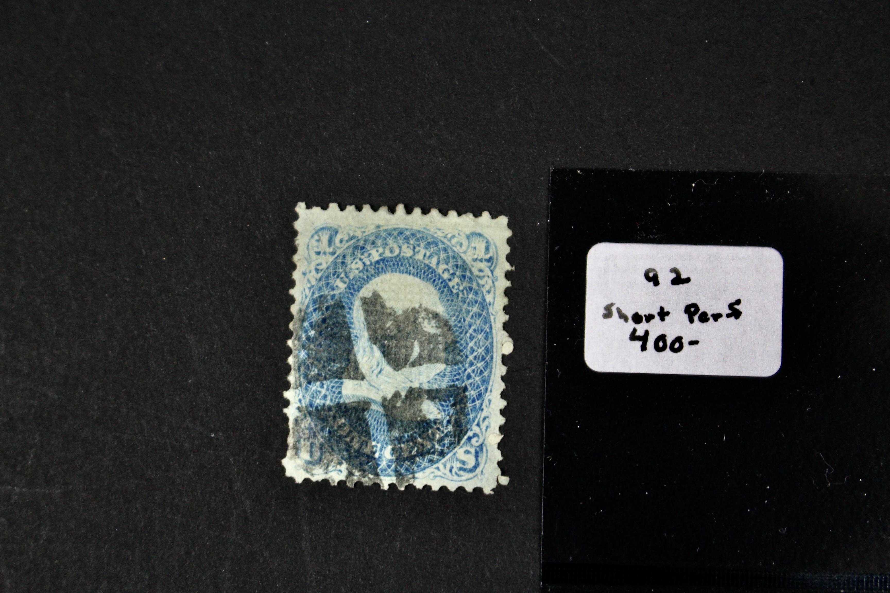 Four 1867 U.S. Postage Stamps with F Grill