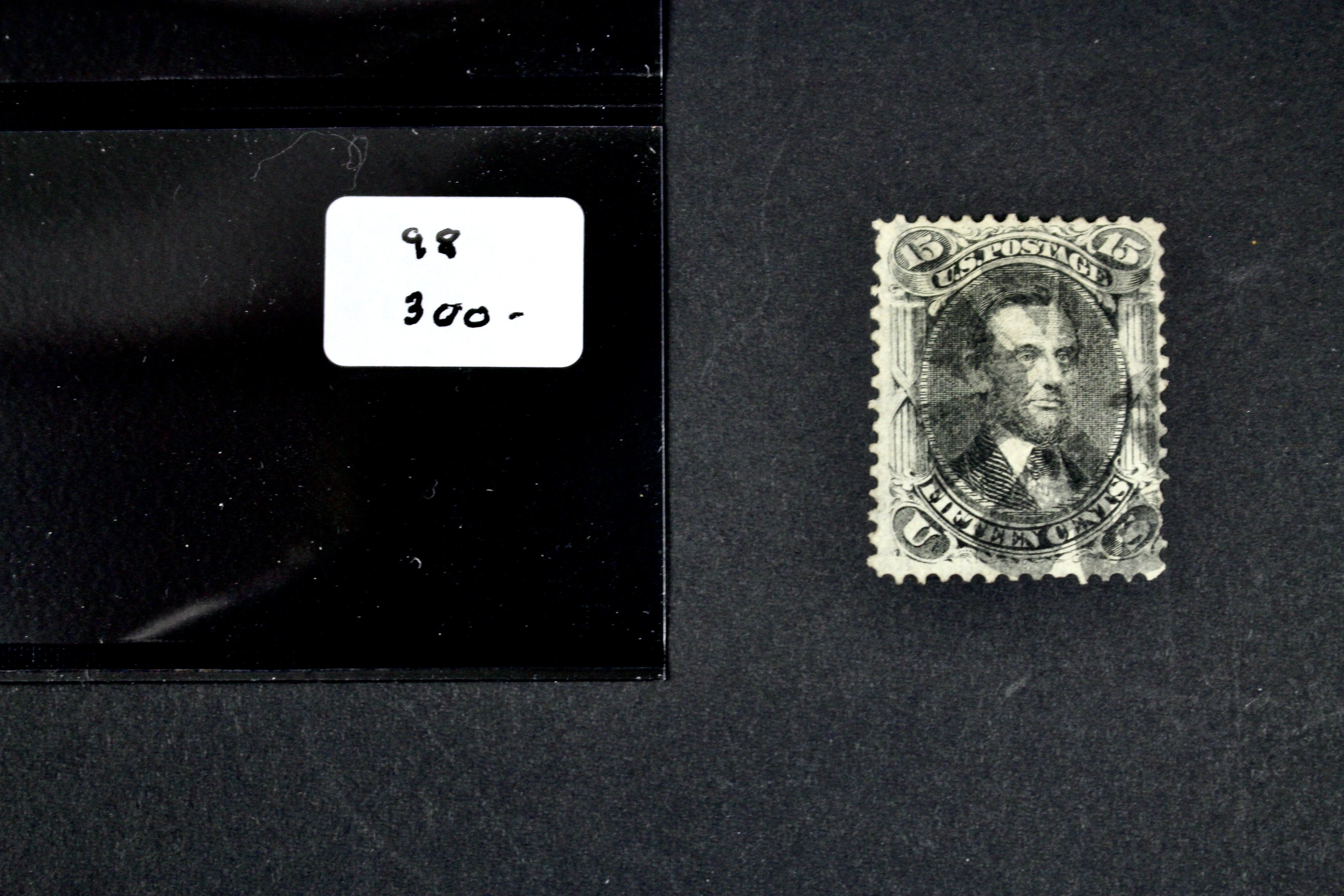 Four 1867 U.S. Postage Stamps with F Grill