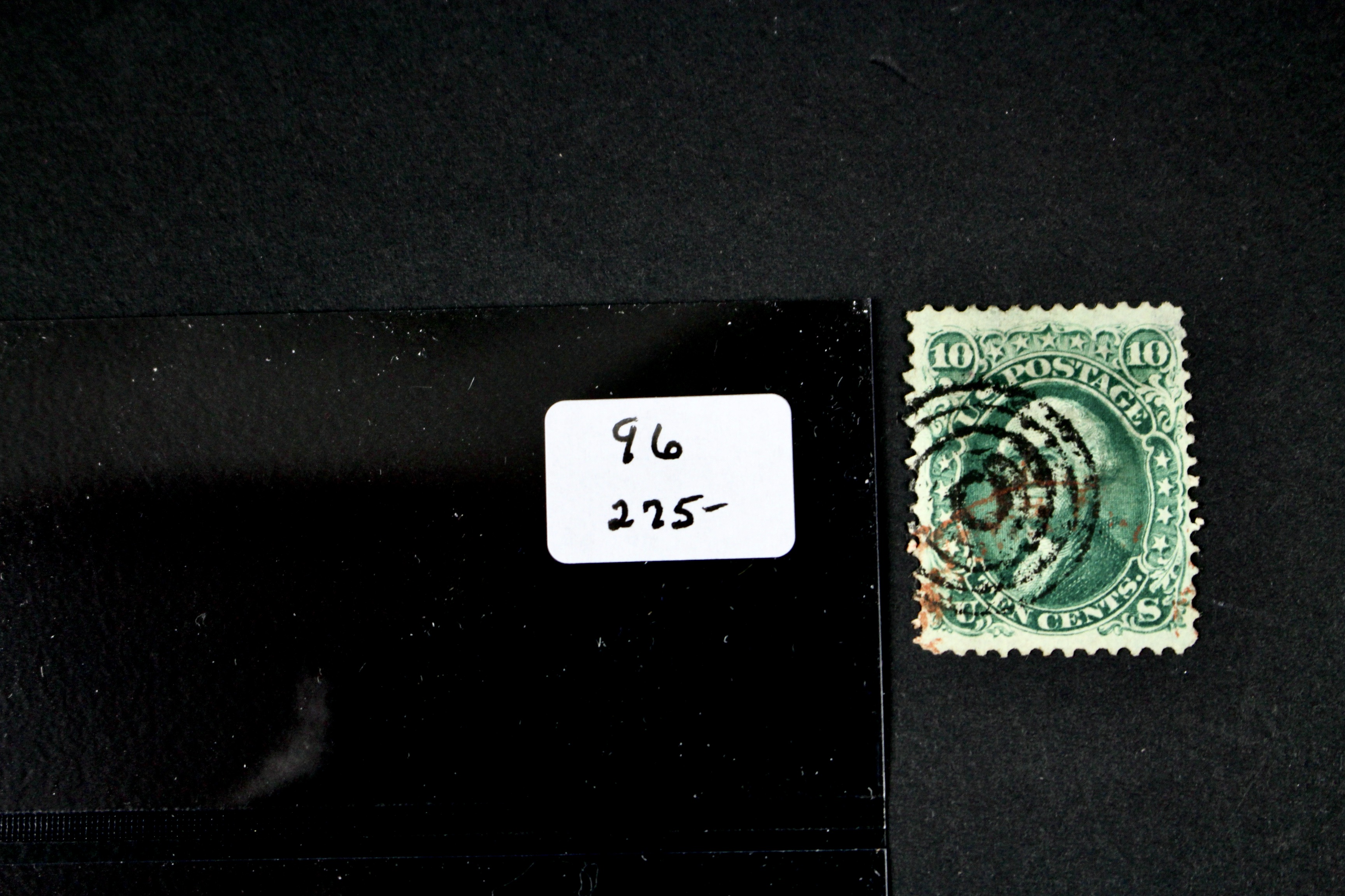 Four 1867 U.S. Postage Stamps with F Grill