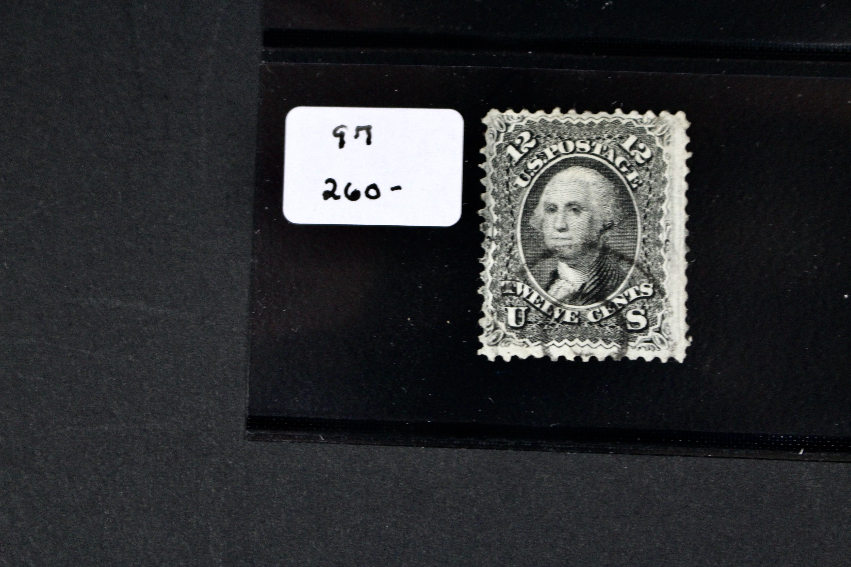 Four 1867 U.S. Postage Stamps with F Grill