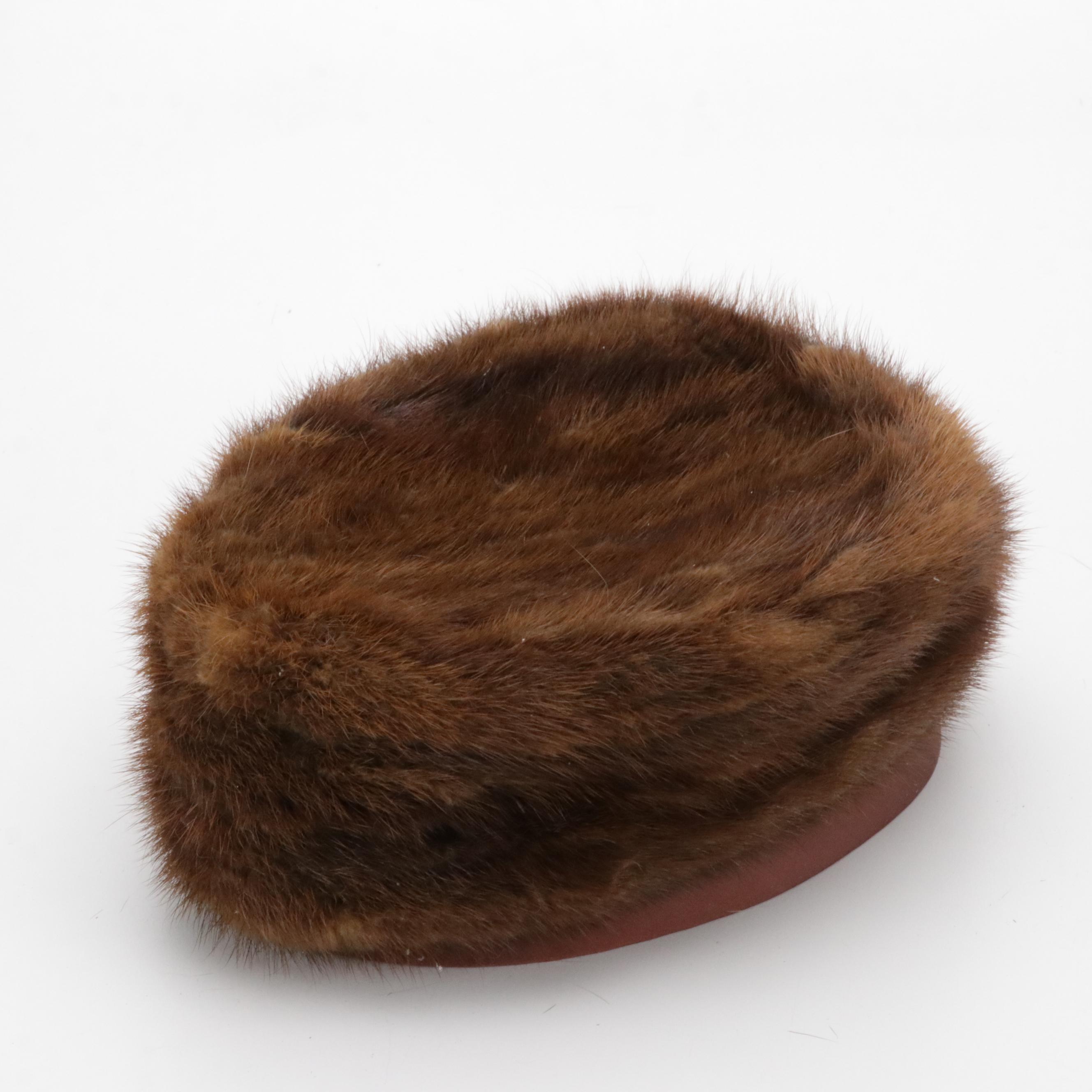Sable Fur Stole/Pull-Through Scarf and Mink Fur Pillbox Hat