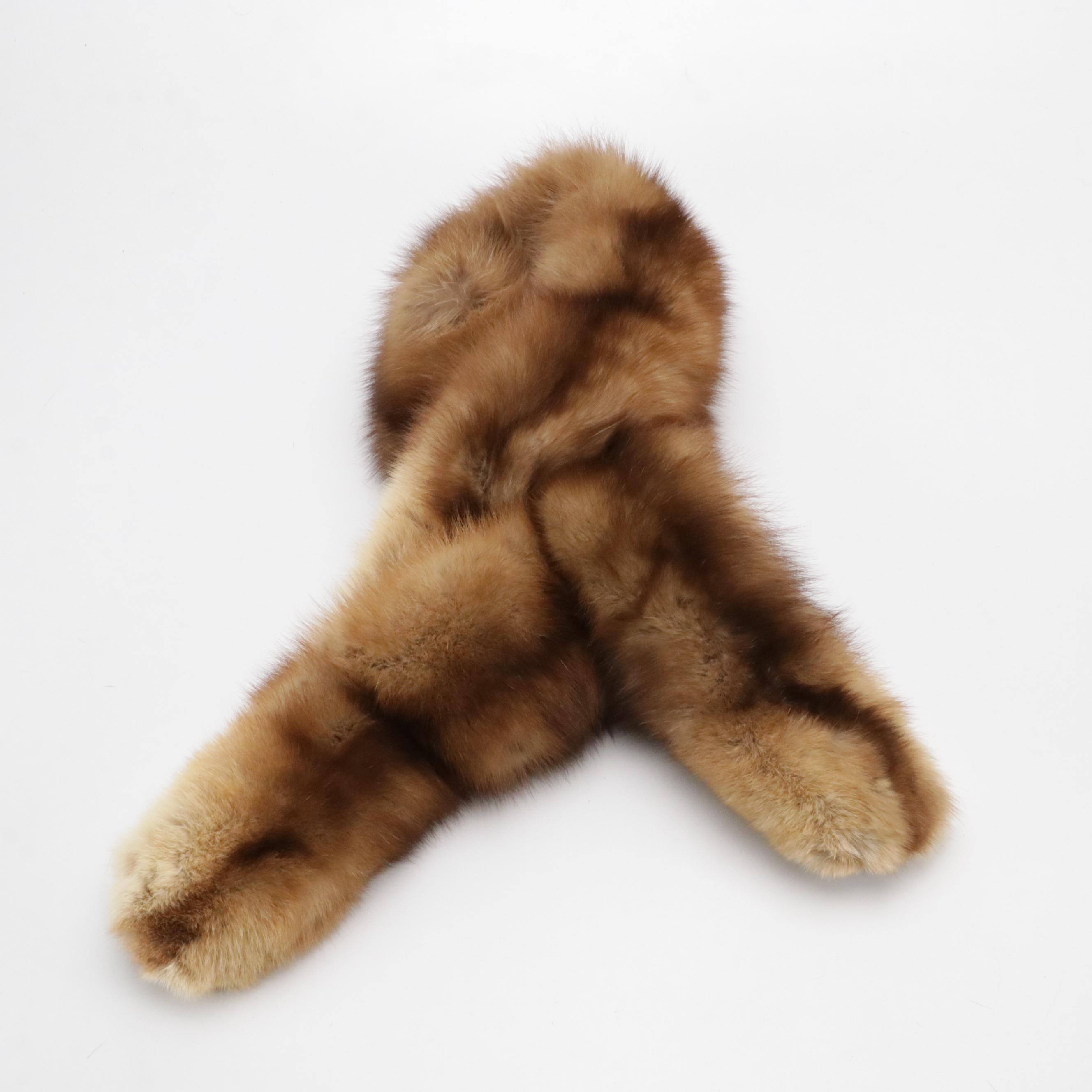 Sable Fur Stole/Pull-Through Scarf and Mink Fur Pillbox Hat