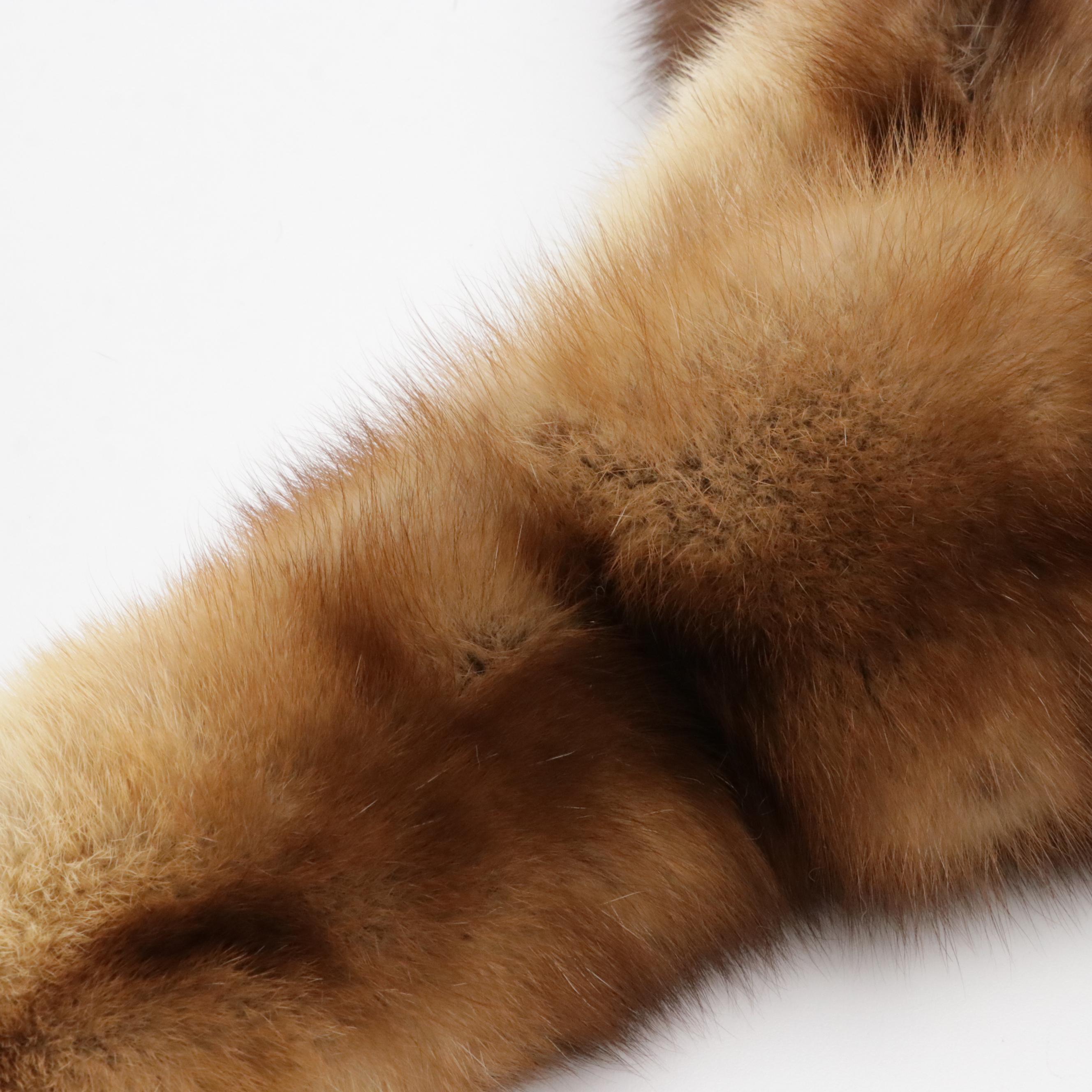 Sable Fur Stole/Pull-Through Scarf and Mink Fur Pillbox Hat