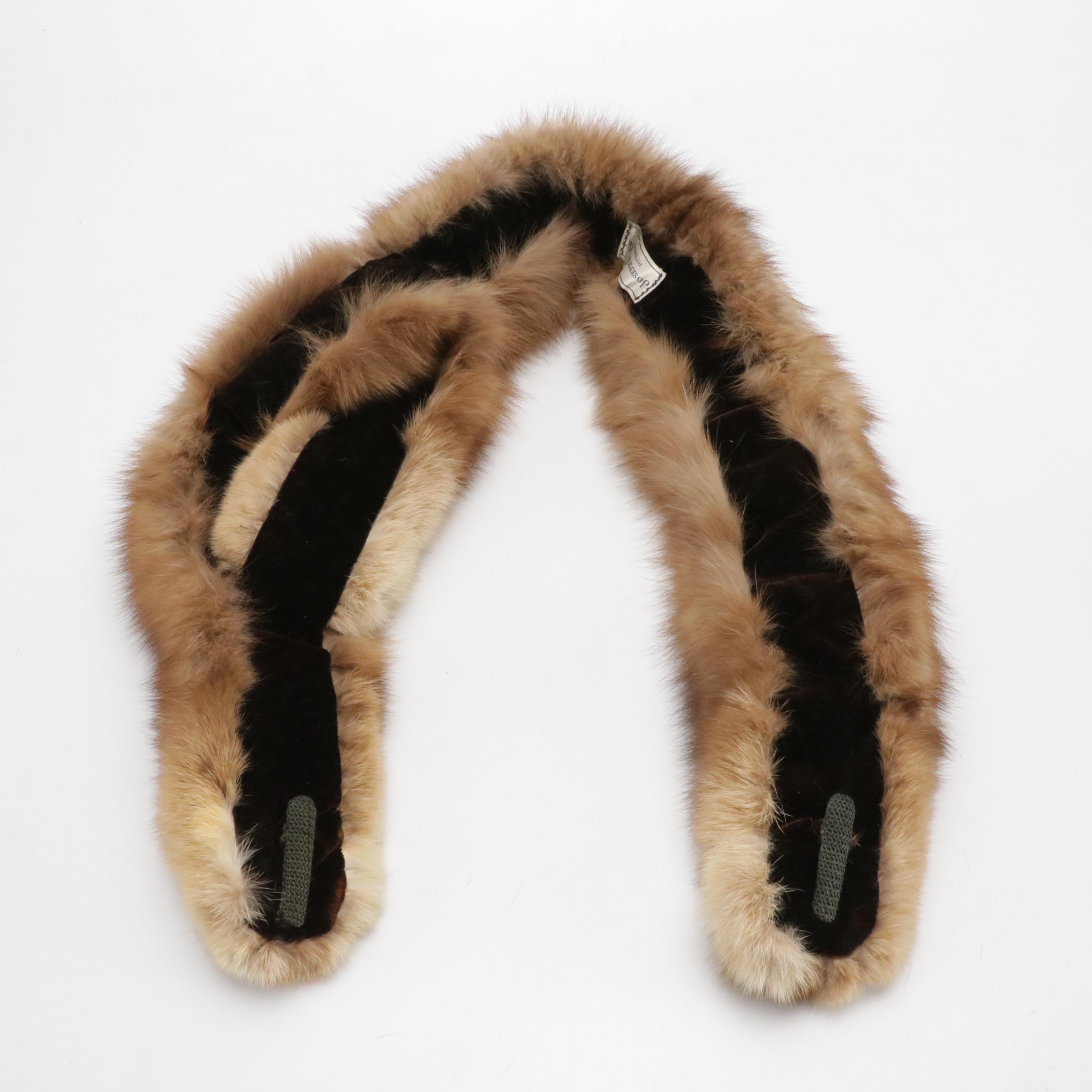 Sable Fur Stole/Pull-Through Scarf and Mink Fur Pillbox Hat