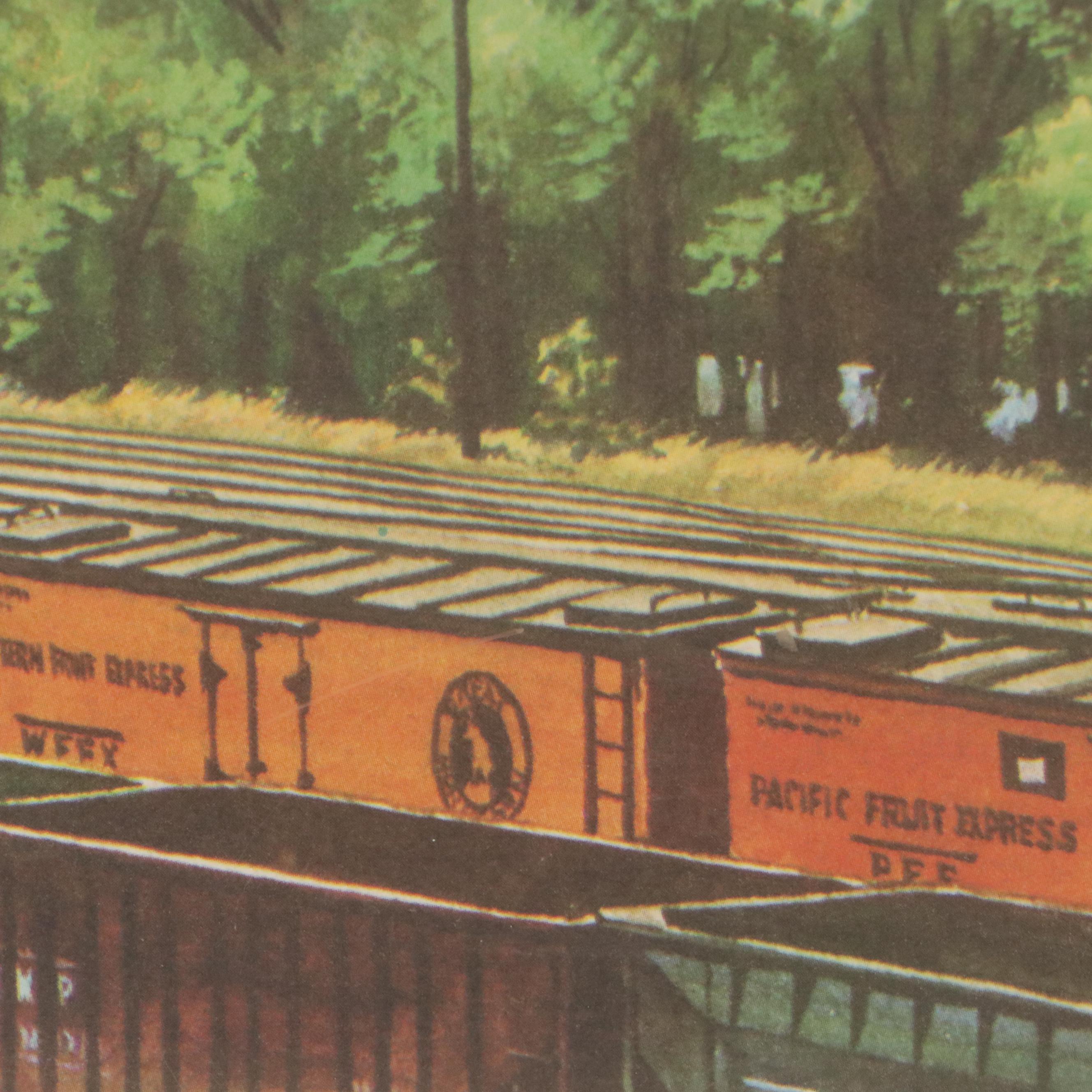 Offset Lithograph of Howard Fogg Painting for New York Central RR, Circa 1960