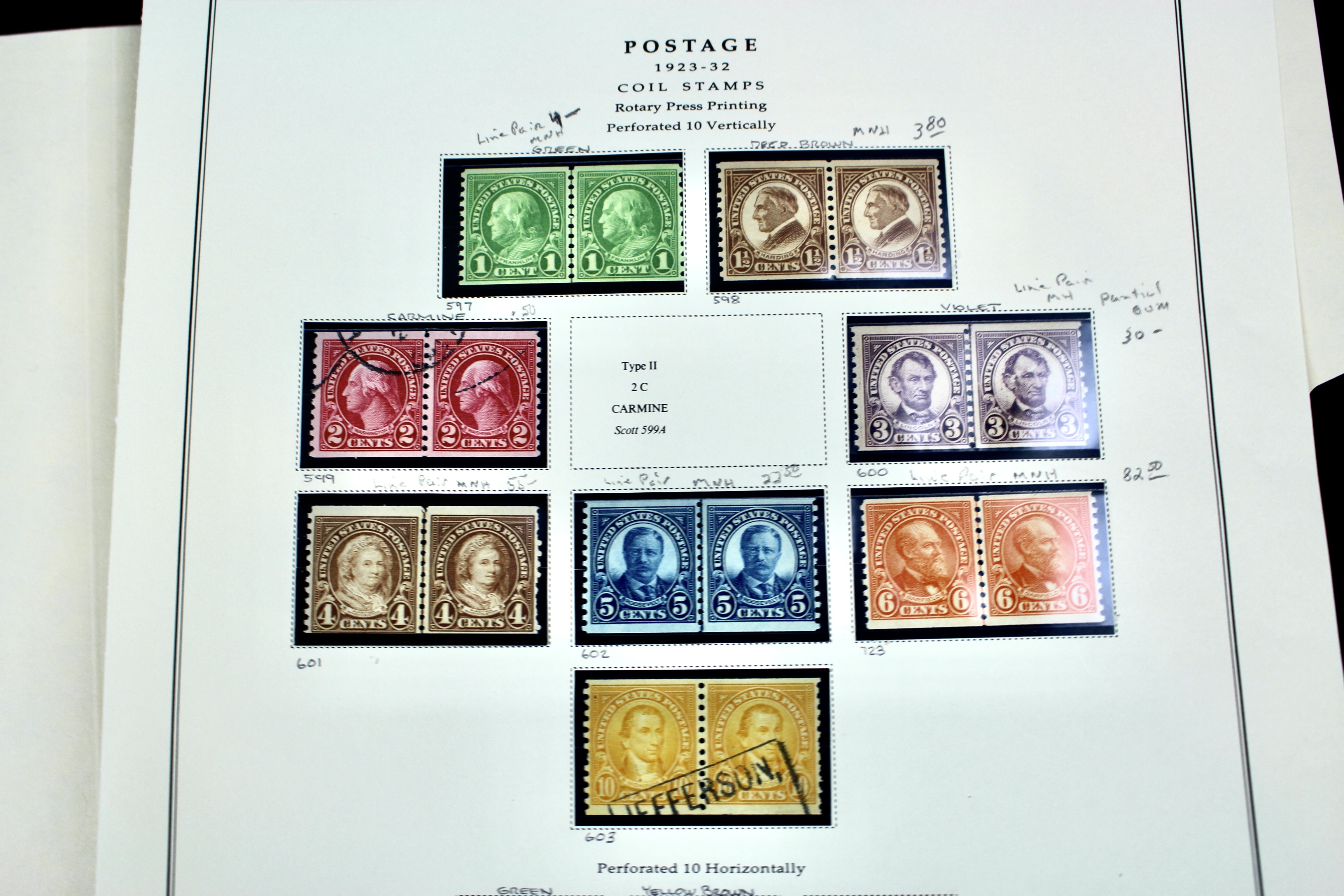 U.S. Coil Postage Stamp Collection, 1916 to 1932