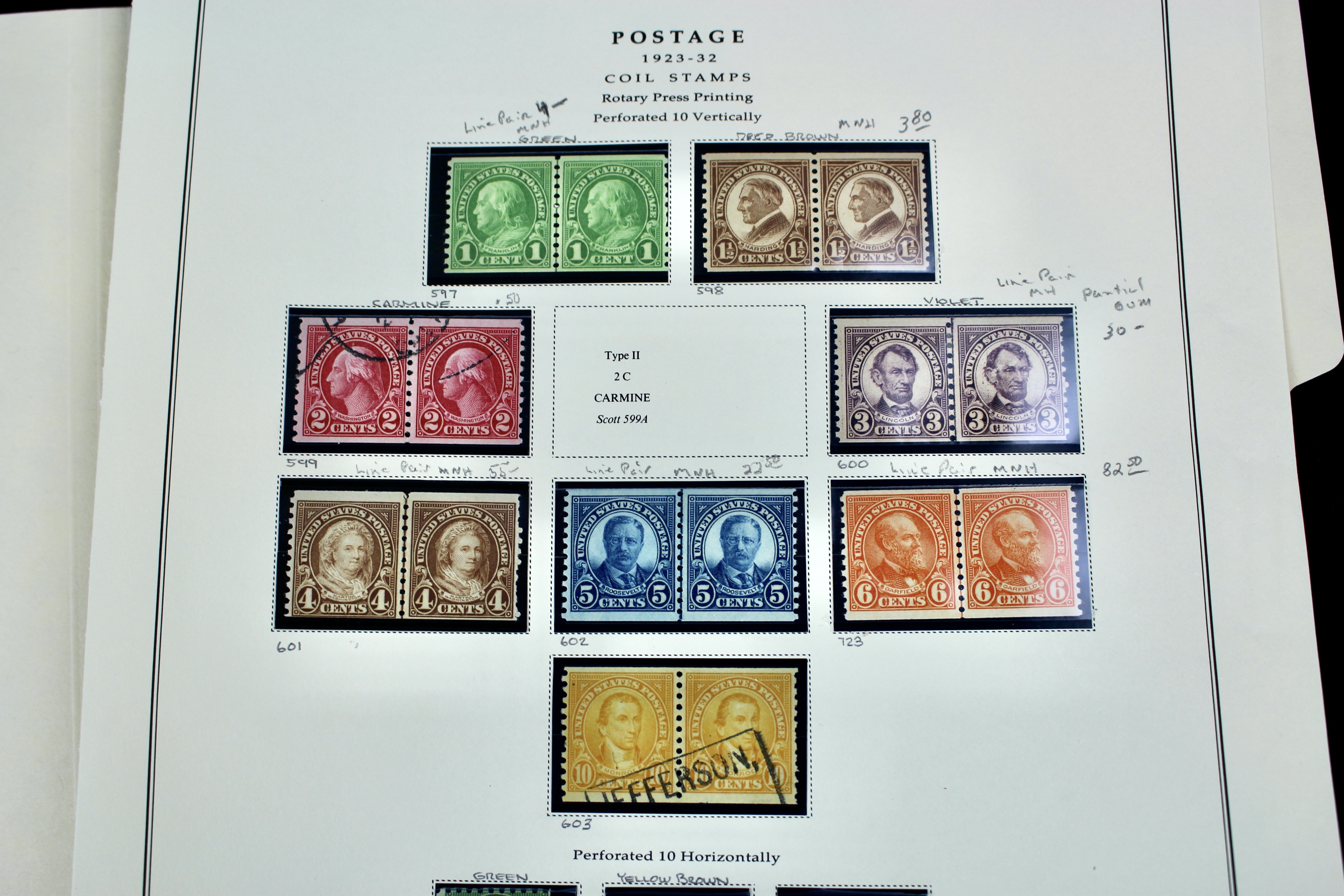 U.S. Coil Postage Stamp Collection, 1916 to 1932