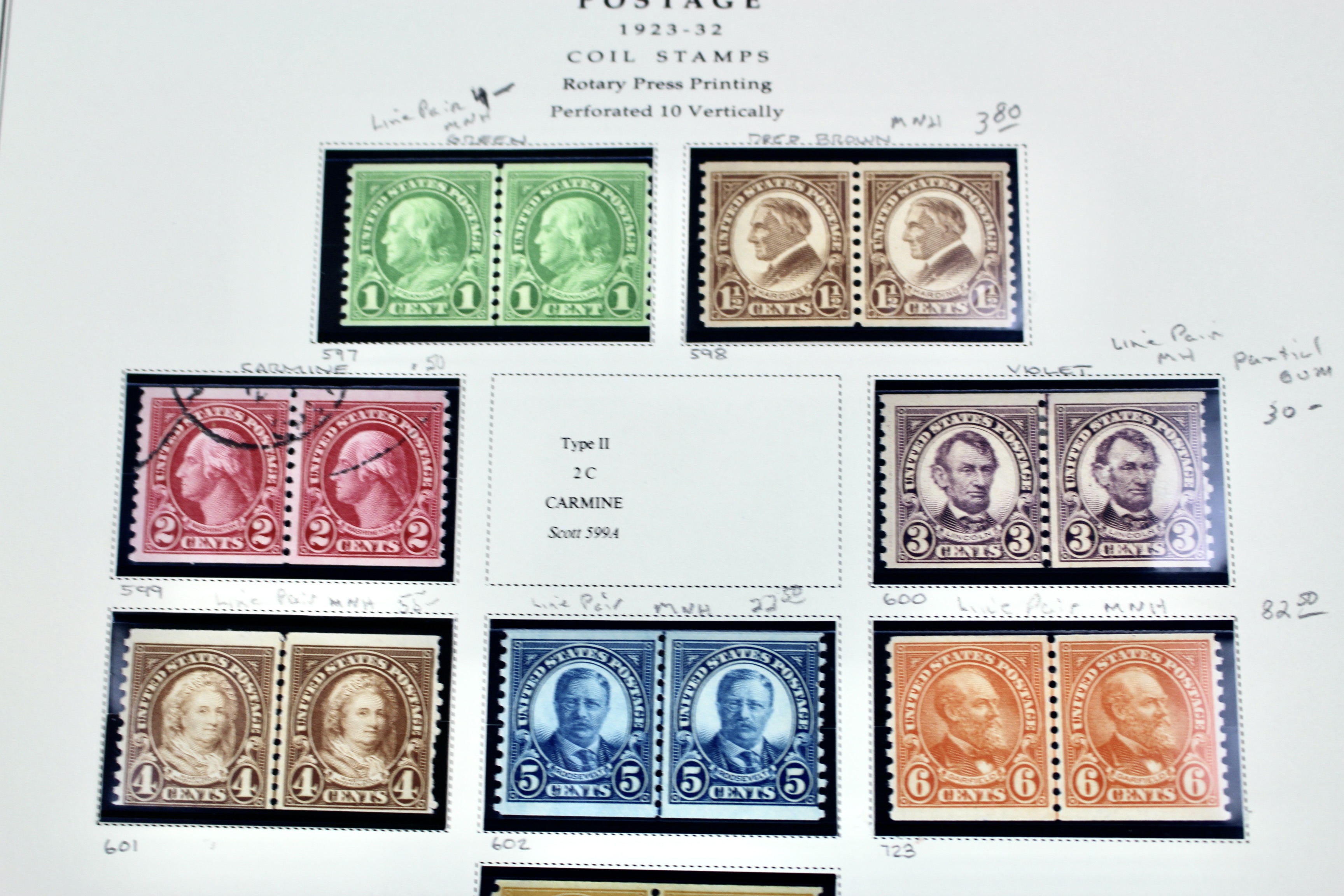 U.S. Coil Postage Stamp Collection, 1916 to 1932