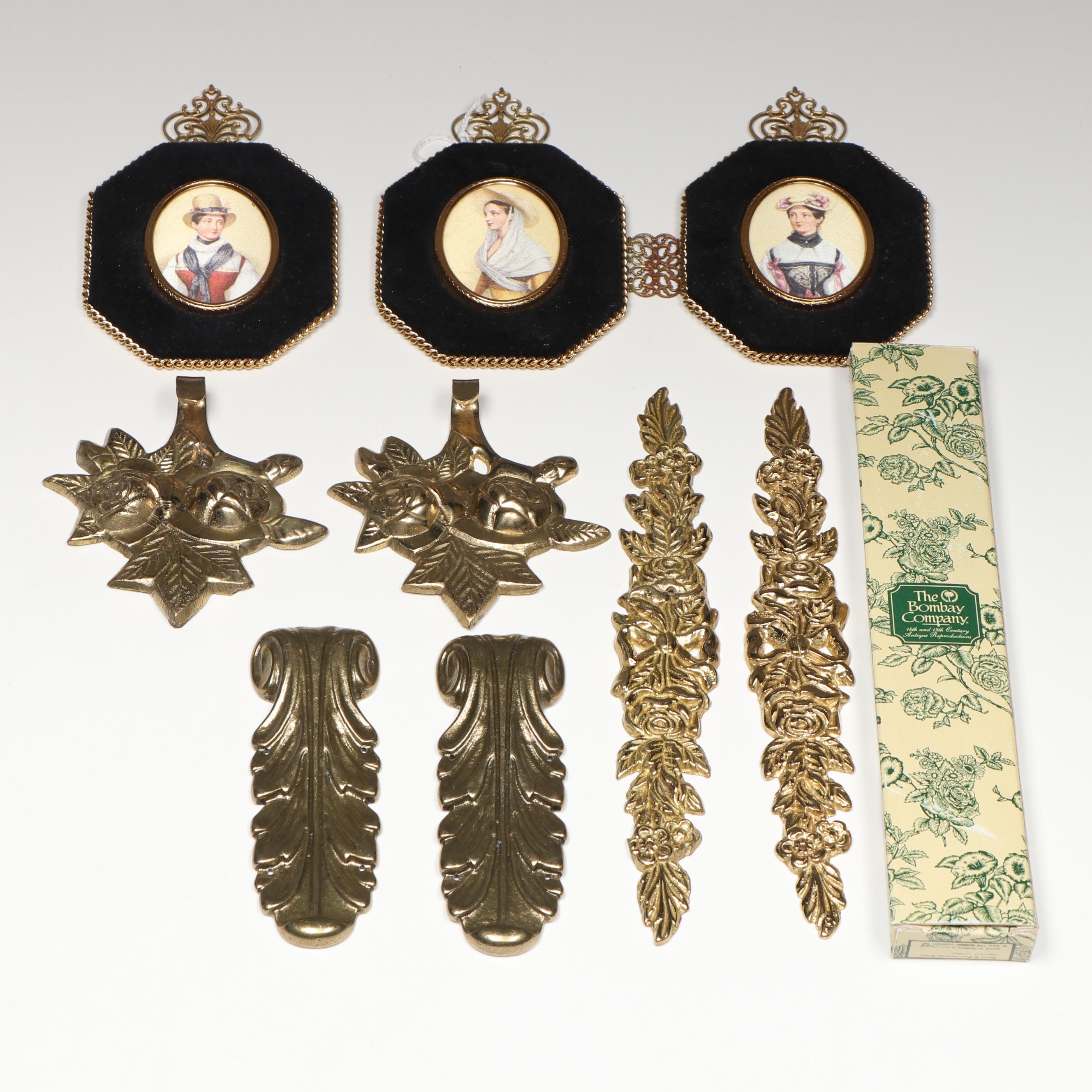 Italian Framed Portrait Miniatures with Other Victorian Style Brass Accents