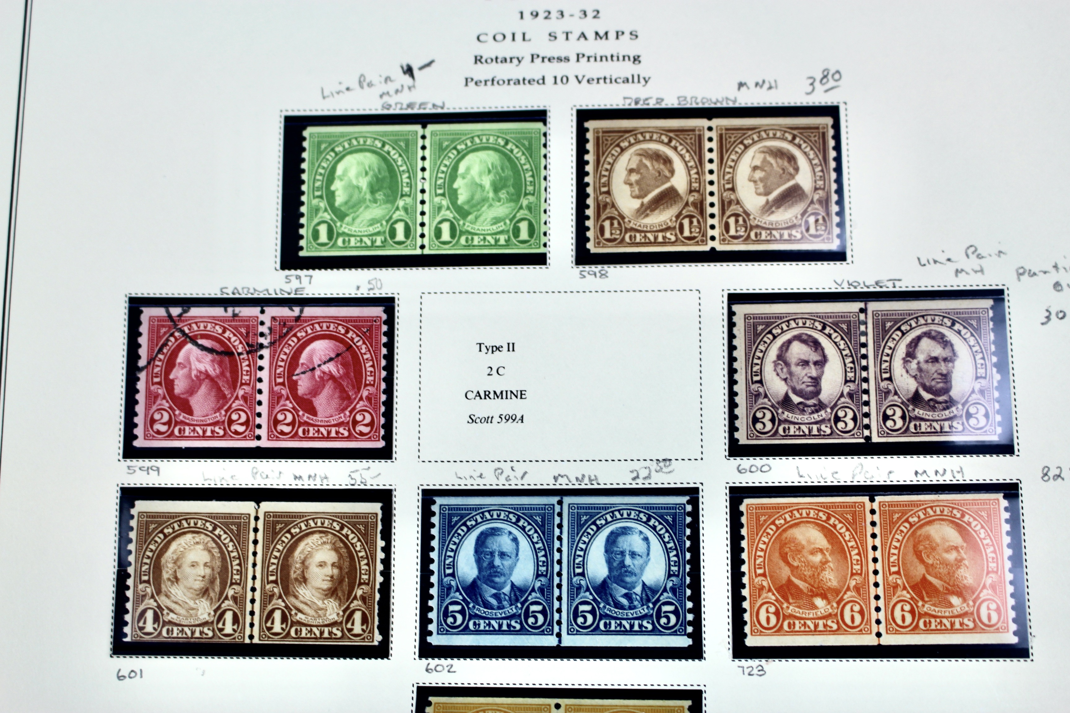 U.S. Coil Postage Stamp Collection, 1916 to 1932