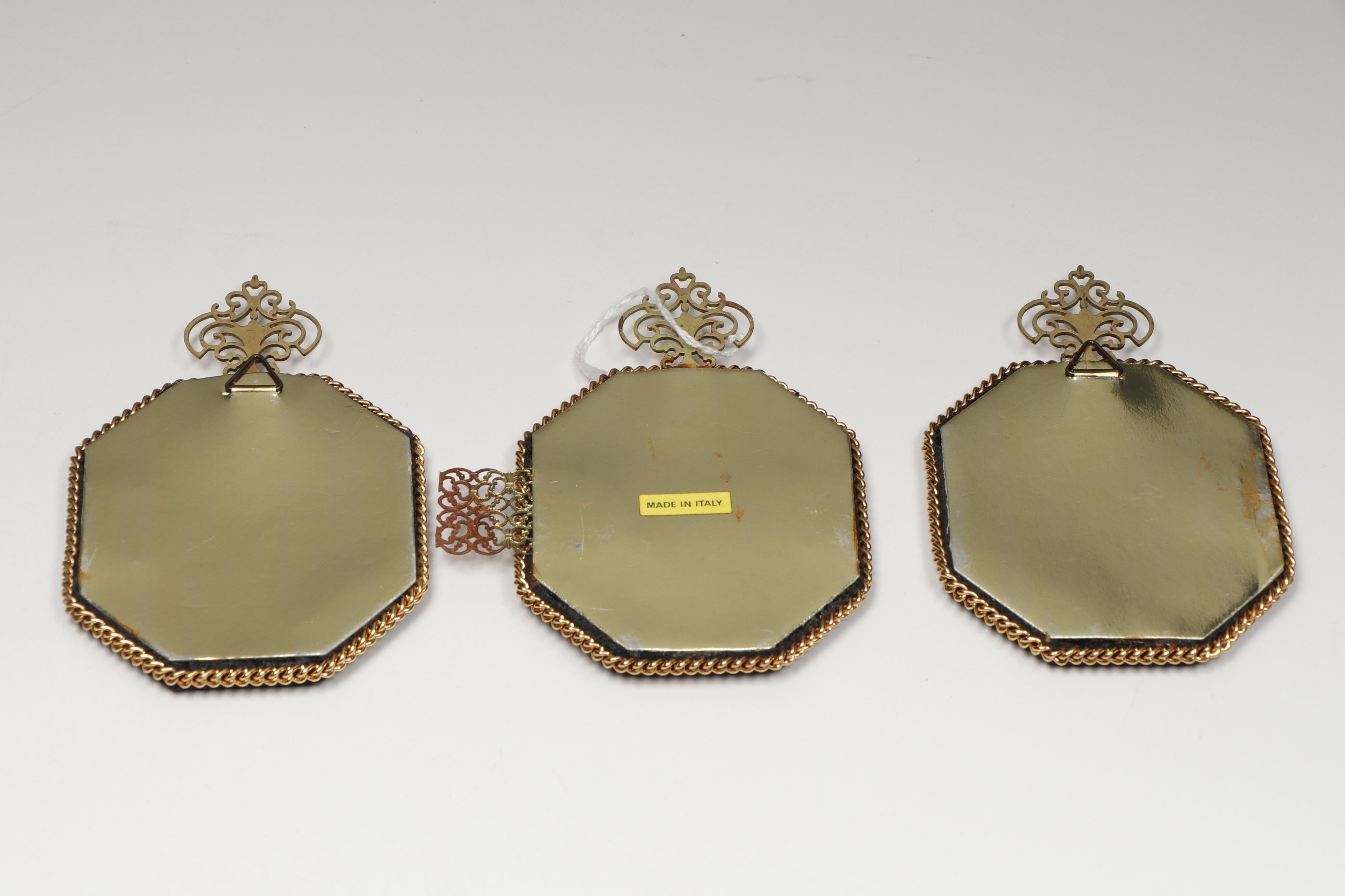 Italian Framed Portrait Miniatures with Other Victorian Style Brass Accents